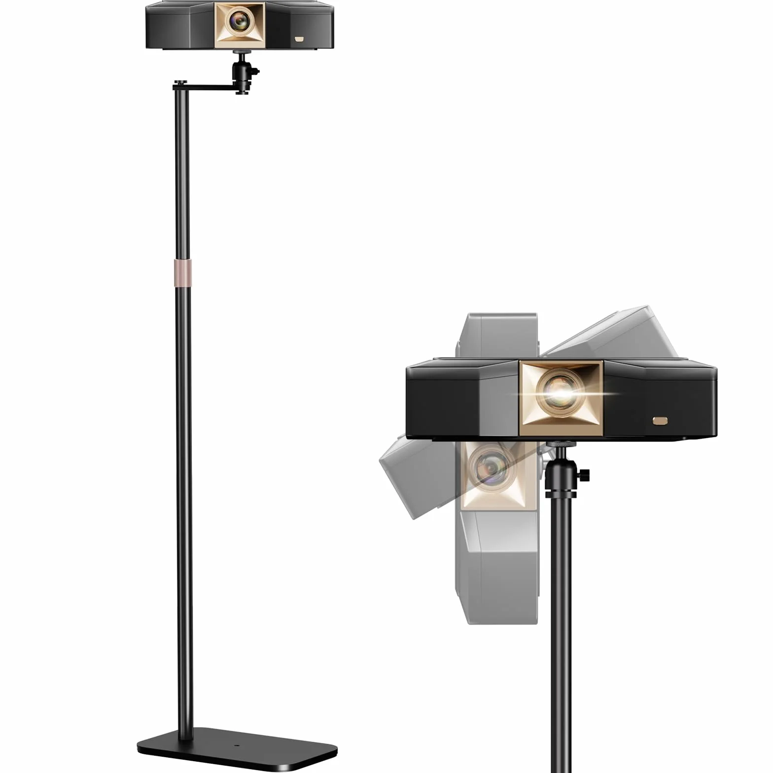 PUTORSEN Support projecteur, Hauteur réglable 92,4-123,4 cm, Rotation 360°, Capacité 5 kg