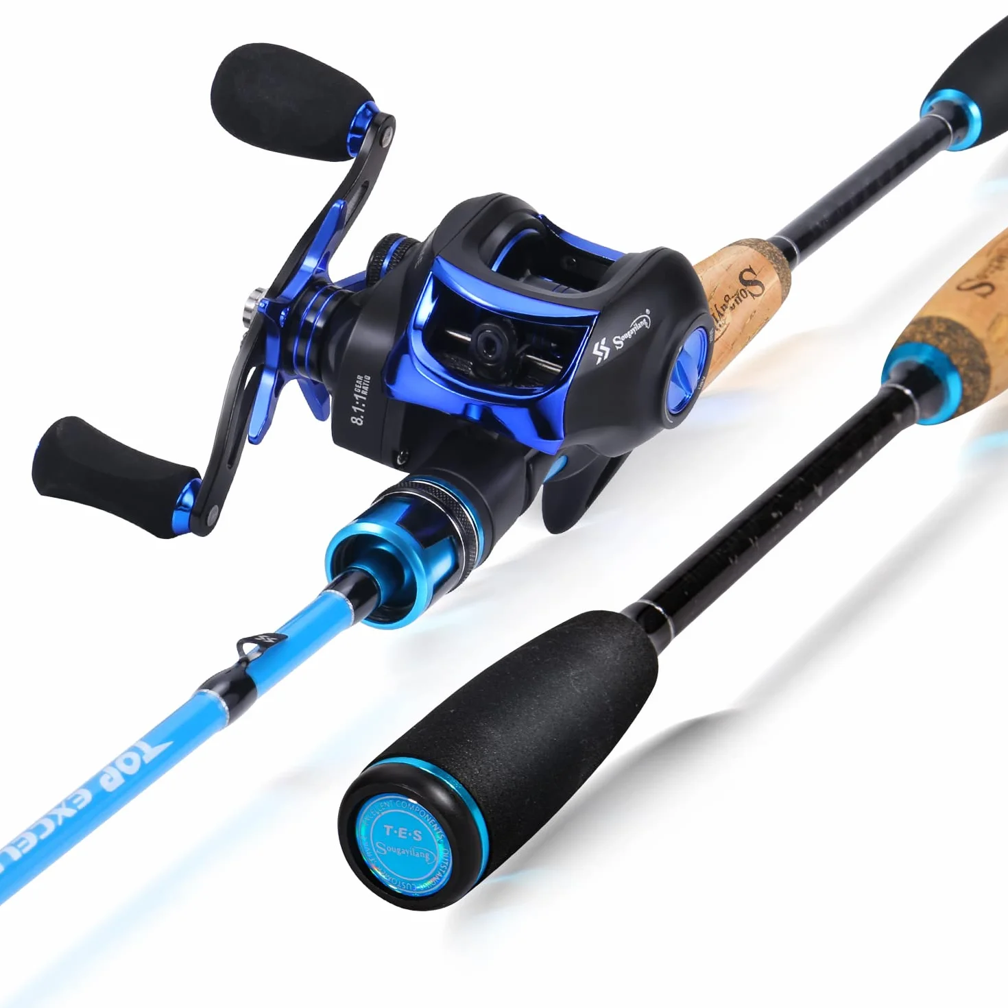Sougayilang Canne à pêche et moulinet 1,8 m 2,1 m MH 2 sections
