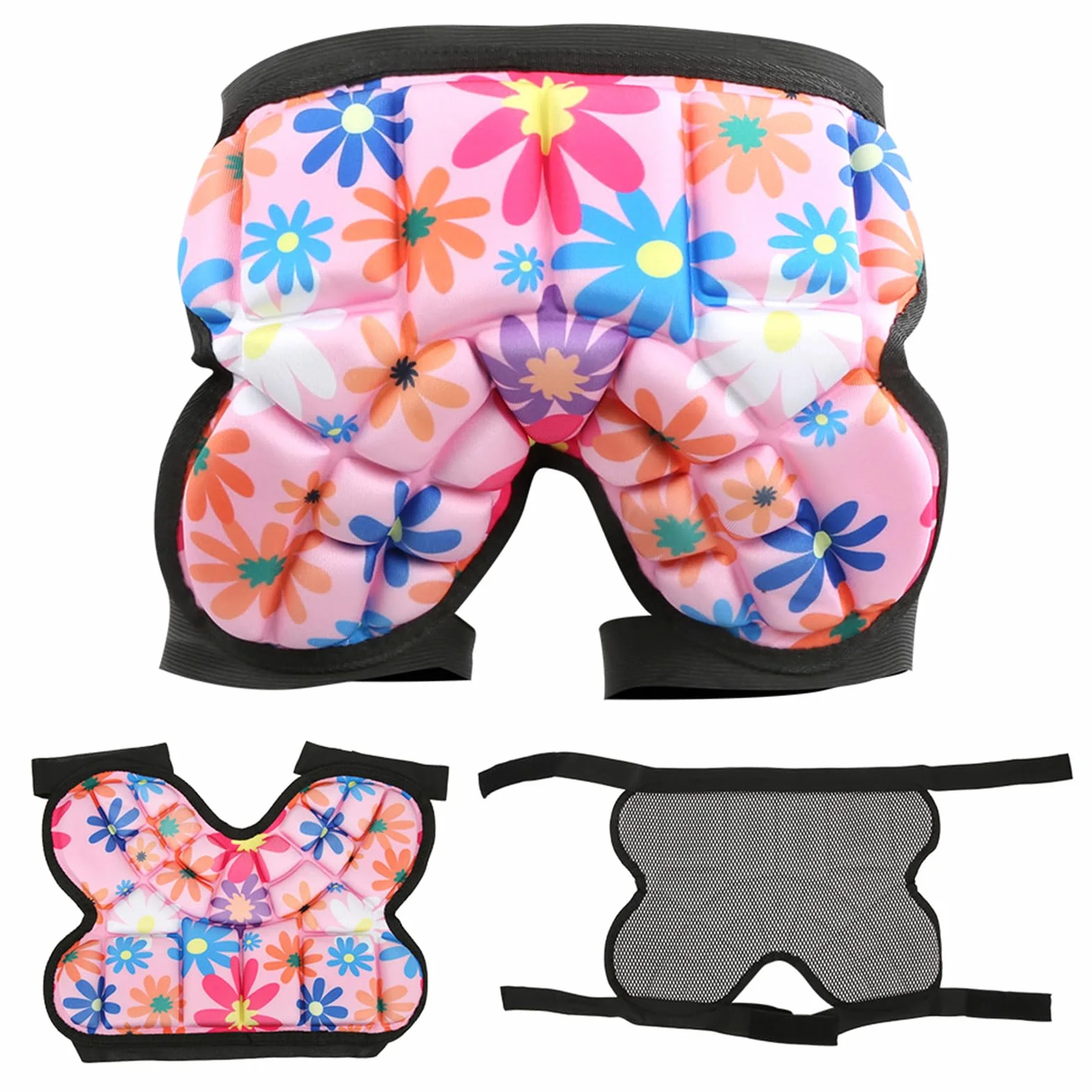 Short Rembourré de Protection des Hanches pour Enfants Snowboard, Équitation (Rouge)