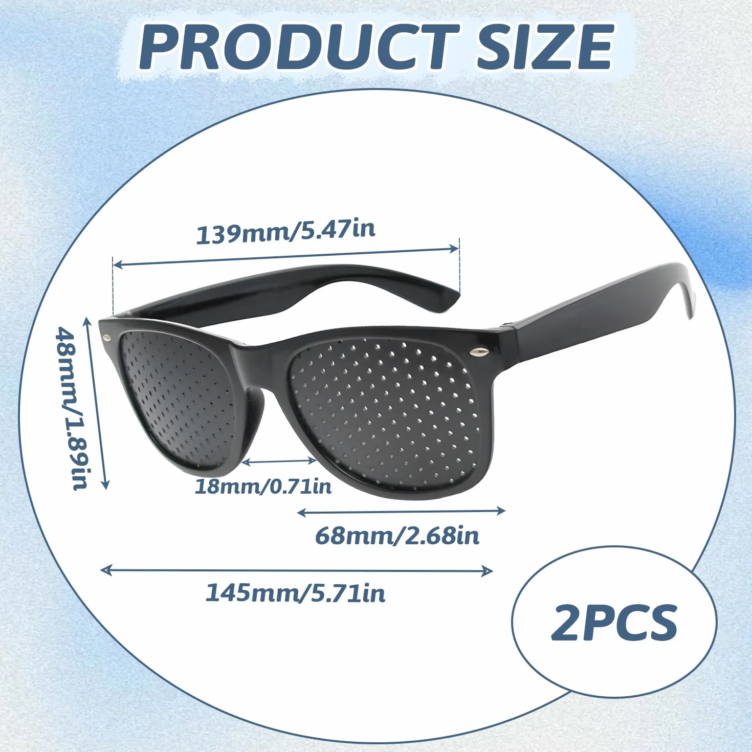 Lunettes à Grille Sténopéïques 2 Pièces, Lunettes à Trous Noires pour Relaxation des Yeux et Gymnastique Oculaire
