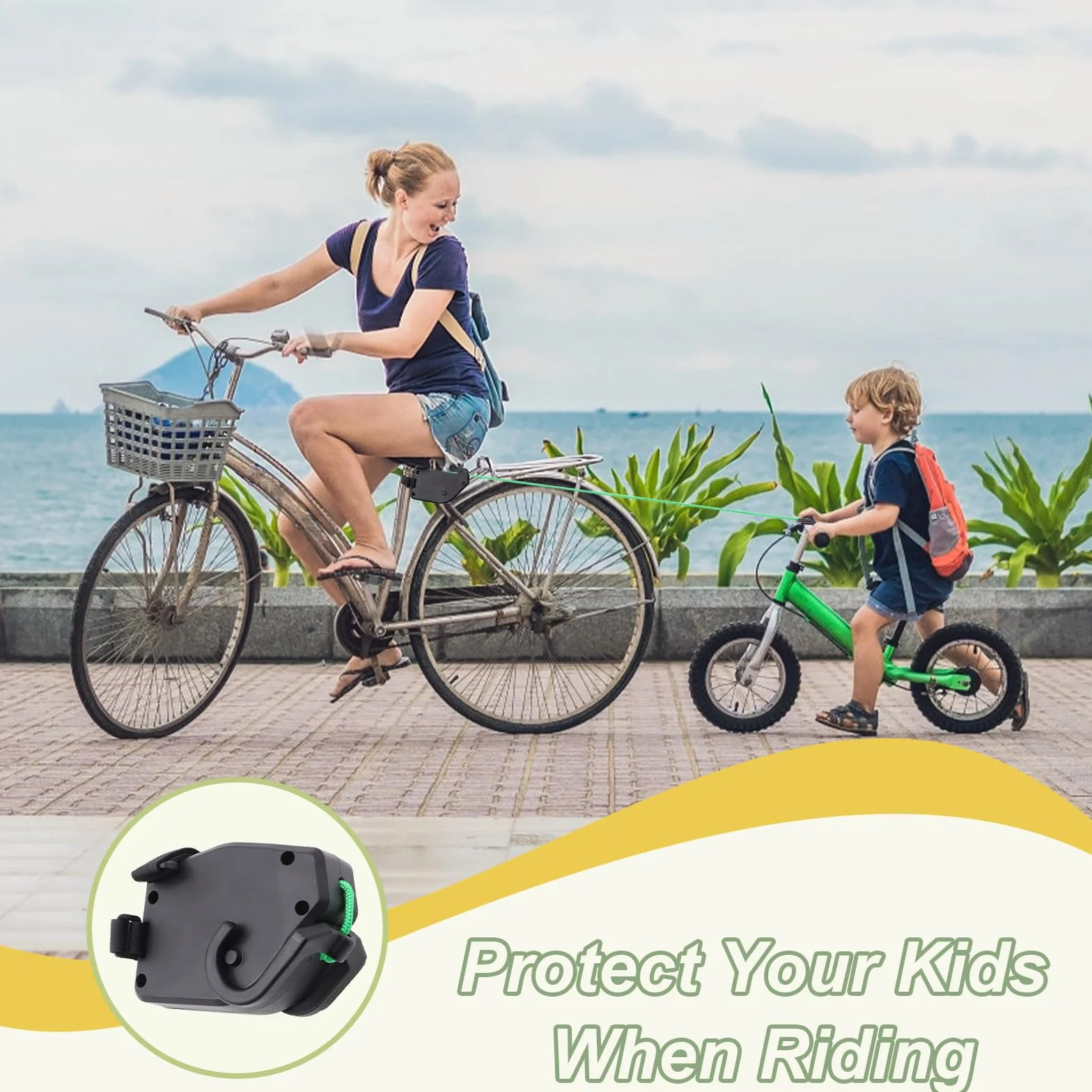 Barre Traction Velo Enfant, Système Remorquage Vélo Rétractable, Corde Traction Bicyclette