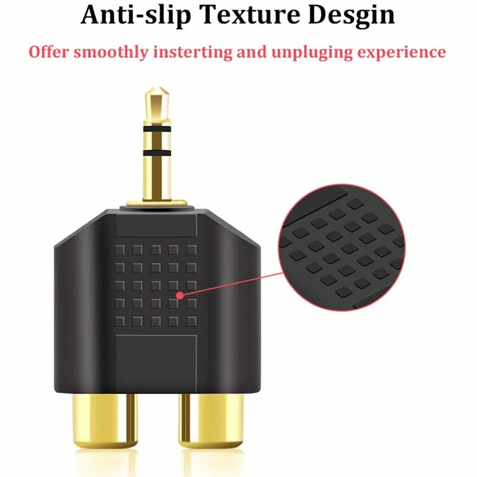 Greluma 4 Pièces 3,5 mm vers Répartiteur RCA, Adaptateur Audio 3,5 mm Stéréo Mâle vers Double RCA Femelle