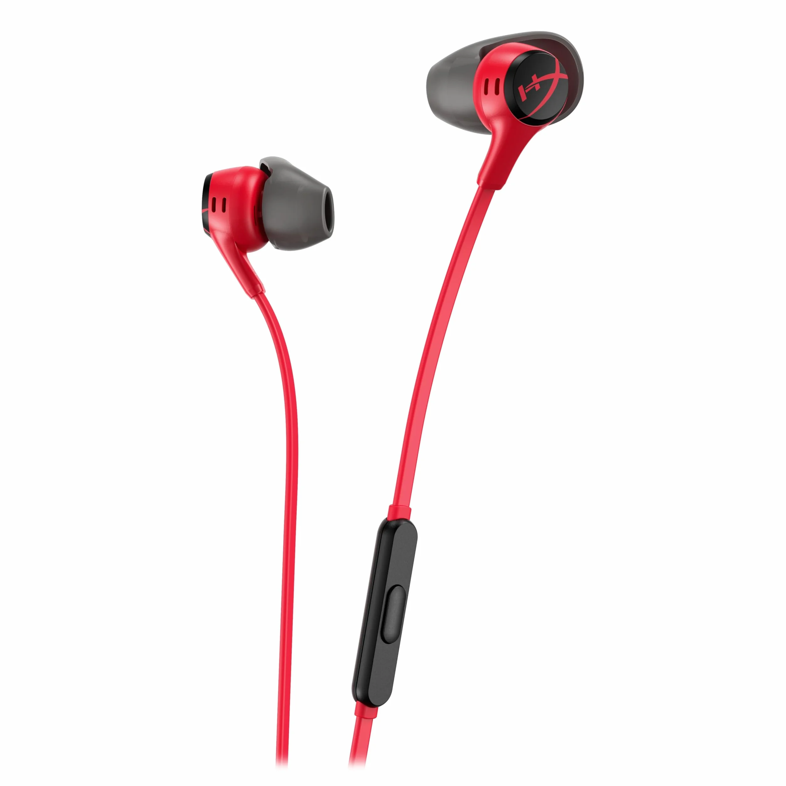 HyperX Cloud Earbuds II Écouteurs Gaming, Audio Immersif, Microphone Intégré, Prise Jack 3.5mm Coudée, Quatre Tailles d'Embouts, Pochette de Transport, Rouge