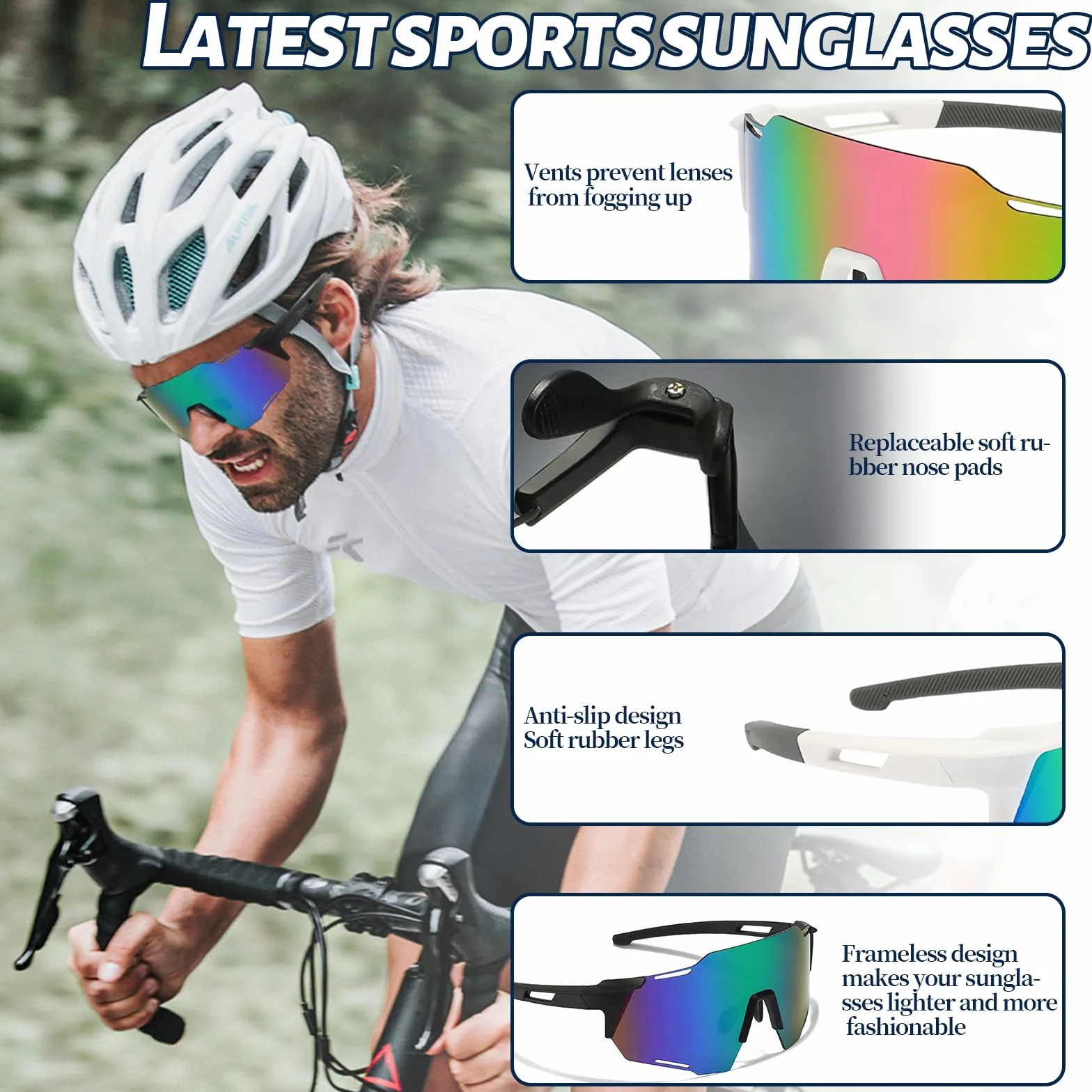SI SEN 2 Pièces Lunette de Cyclisme, UV400 Protection Coupe-Vent, pour Homme Femme Ski Alpinisme