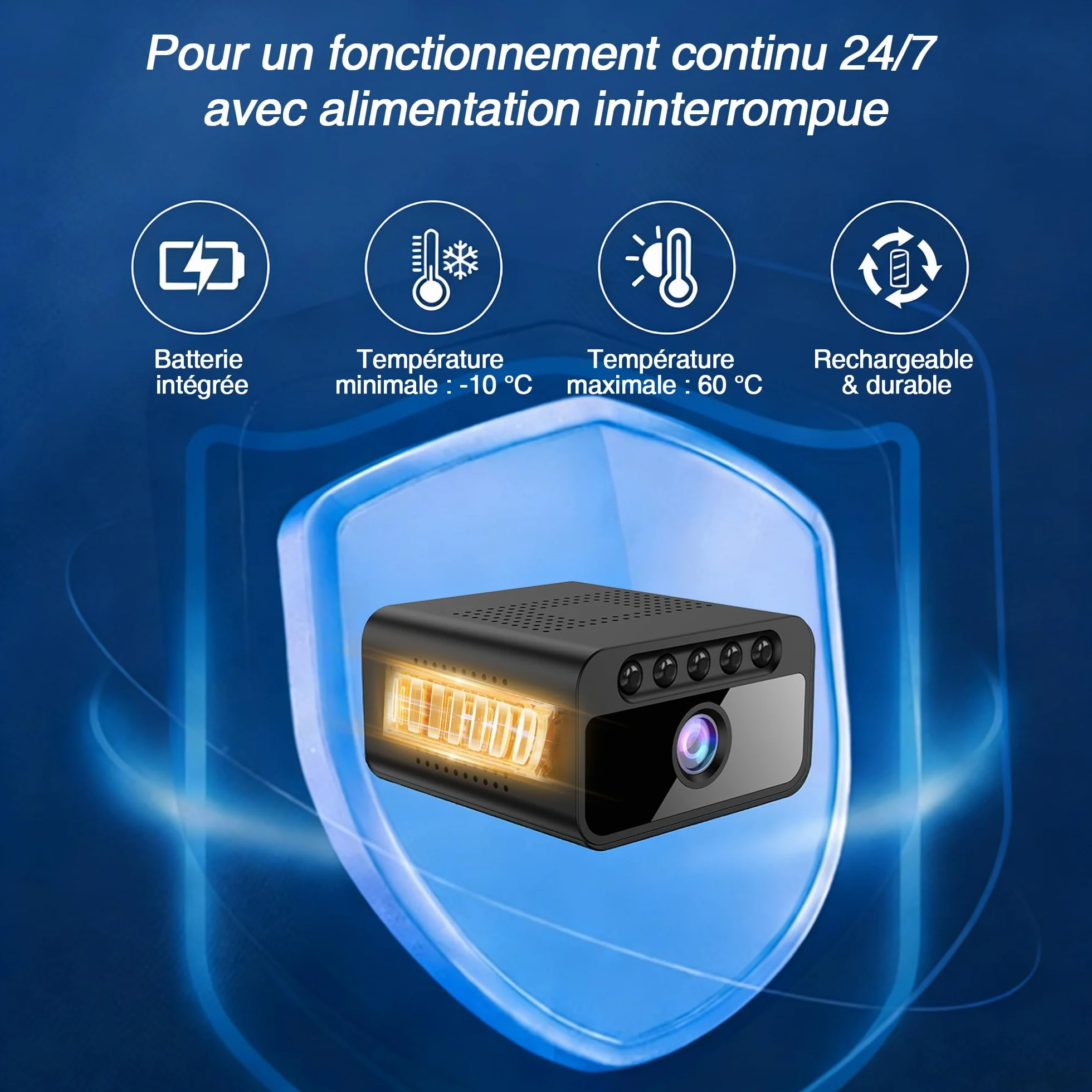 AOBOCAM Caméra Espion WiFi 4K avec Cloud Surveillance Intérieure sans Fil Vision Nocturne Grand Angle 150° Détection de Mouvement IA Mini Caméra de Sécurité