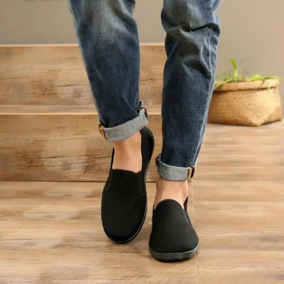 Chinois Kung Fu Pantoufles Tai Chi Chaussures Semelle Caoutchouc Noir