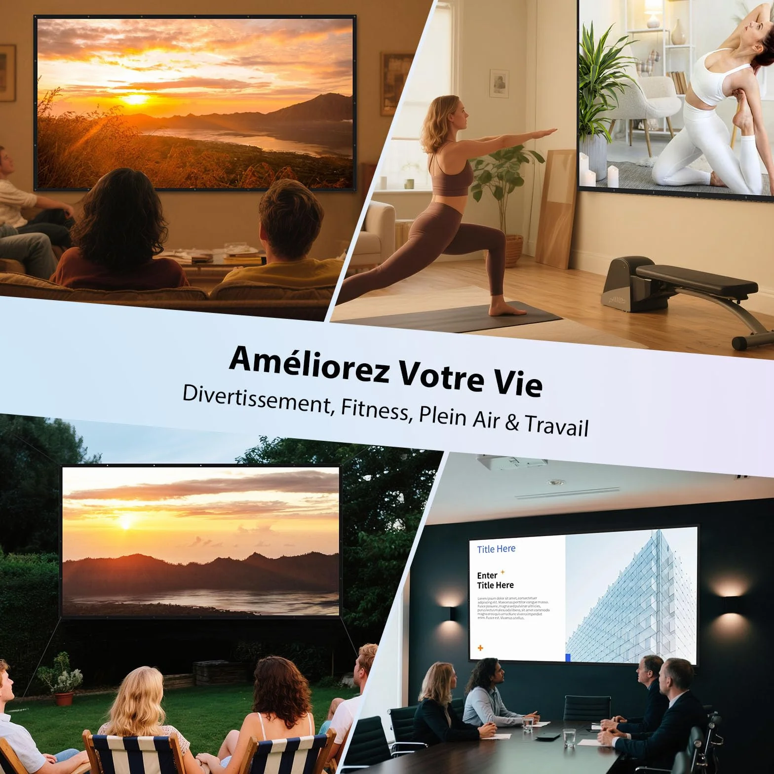 Écran Projecteur Portable 120 Pouces Extérieur- LEORFI Fond Noir Amélioré Opaque - Toile de Projection Intérieur/Extérieur - Écran Projecteur Pliable Lavable pour Cinéma Maison - Avec Sac de Transport