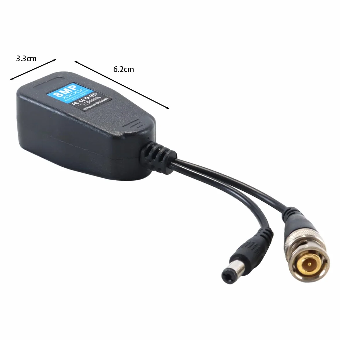 Émetteur à Paire torsadée 2 pcs pv 2-en-1, connecteur émetteur-récepteur d'alimentation vidéo bnc avec signaux HD-cvi, HD-tvi, HD-ahd