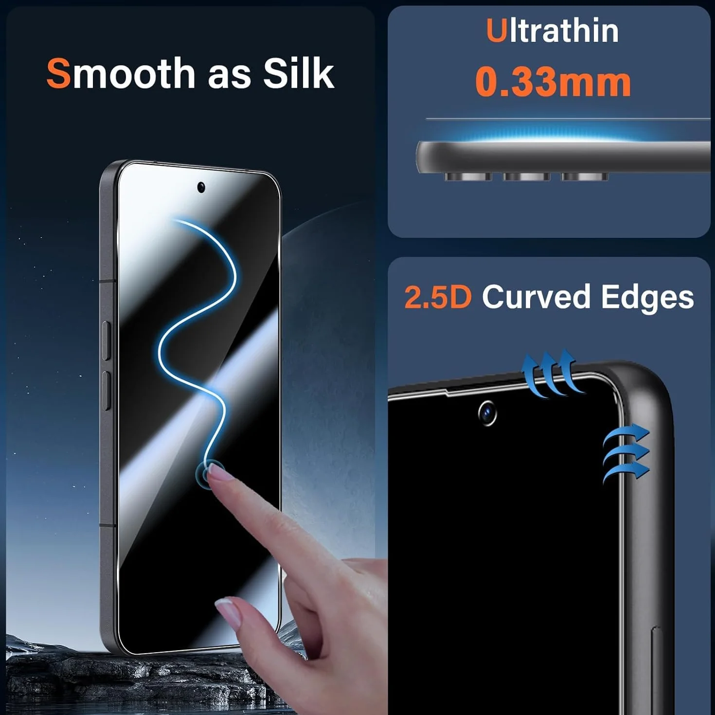 3 Pièces Verre Trempé pour Samsung Galaxy S26 avec 3 Pièces Caméra Arrière Protection Accessoire, 9H Dureté, Avec Outil D'alignement Facile, Anti-Rayures, Sans Bulles Protection écran