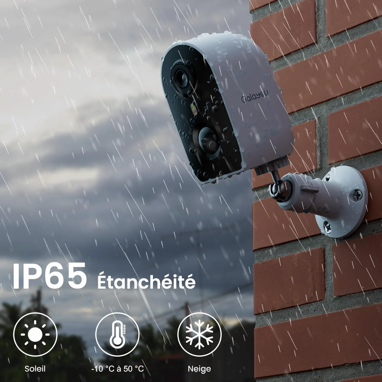 GALAYOU Camera Surveillance WiFi Exterieure sans Fil - 2K Camera Surveillance sur Batteries Exterieure/Interieure, Alerte Instantanée PIR, Sirène Intelligente, IP65