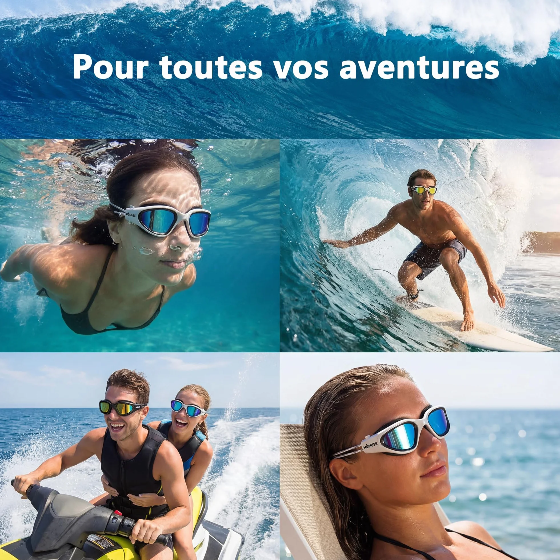 MOMUSE Lunettes de Natation Adultes Anti-Buée Protection UV Unisexe