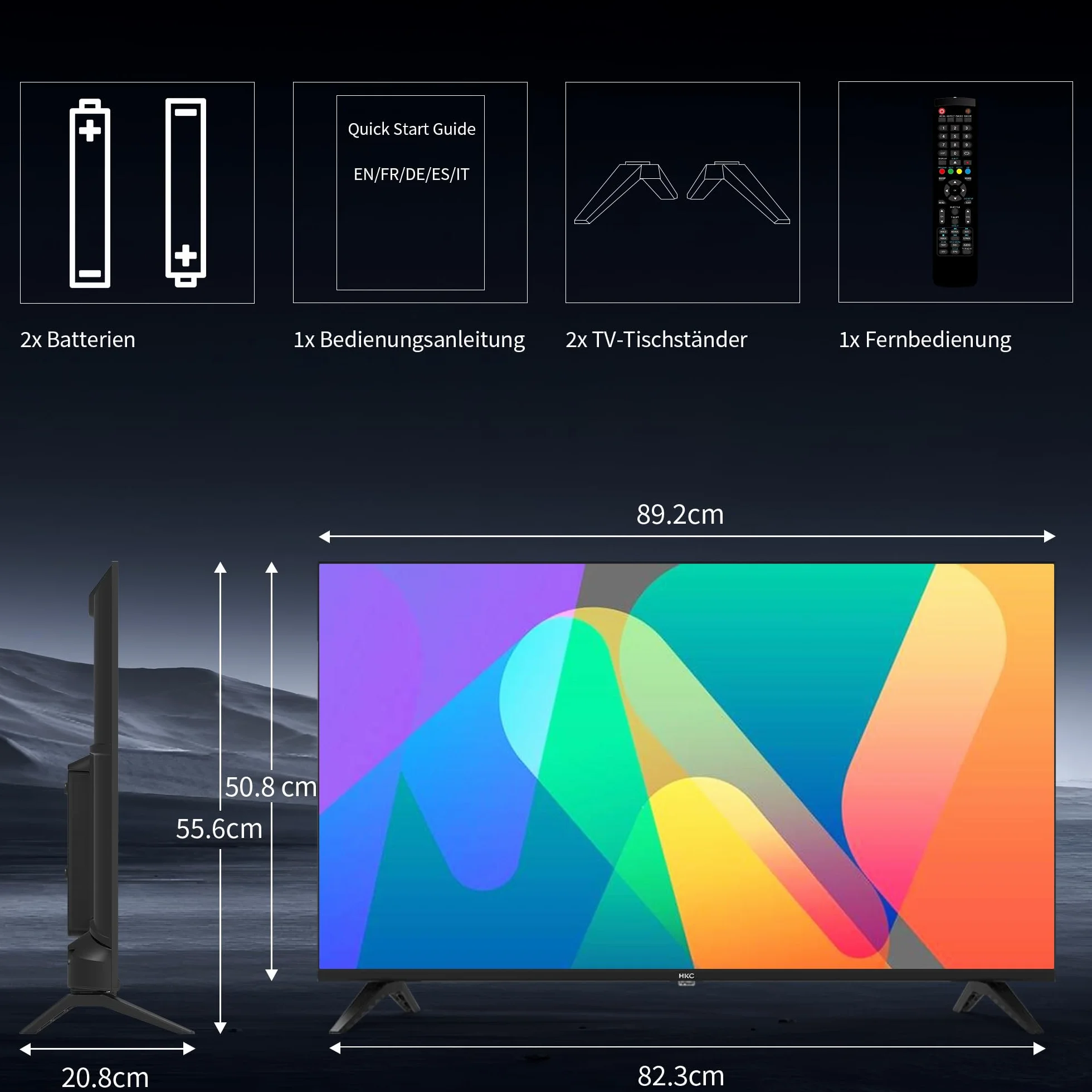 HKC H40Q1F-NS Téléviseur 40 Pouces Full HD LED TV Triple Tuner Dolby Audio HDMI