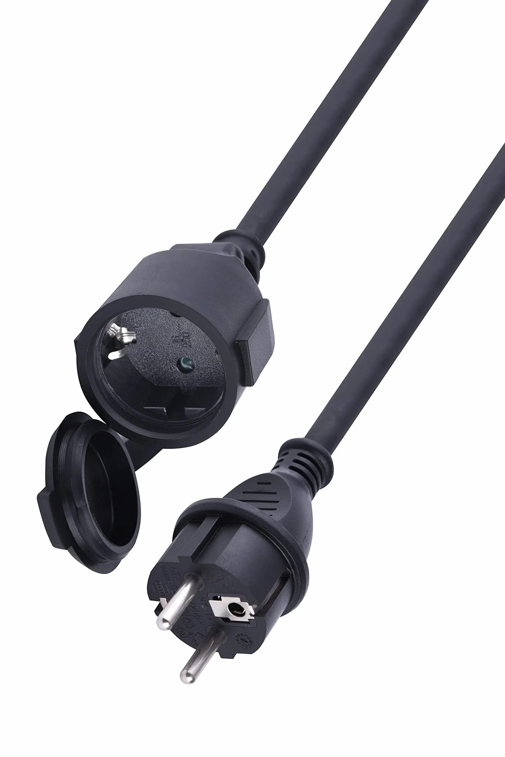 Electraline Rallonge électrique IP44 H07RN-F 3G2.5 16A 5m Noir pour Chantiers et Extérieur