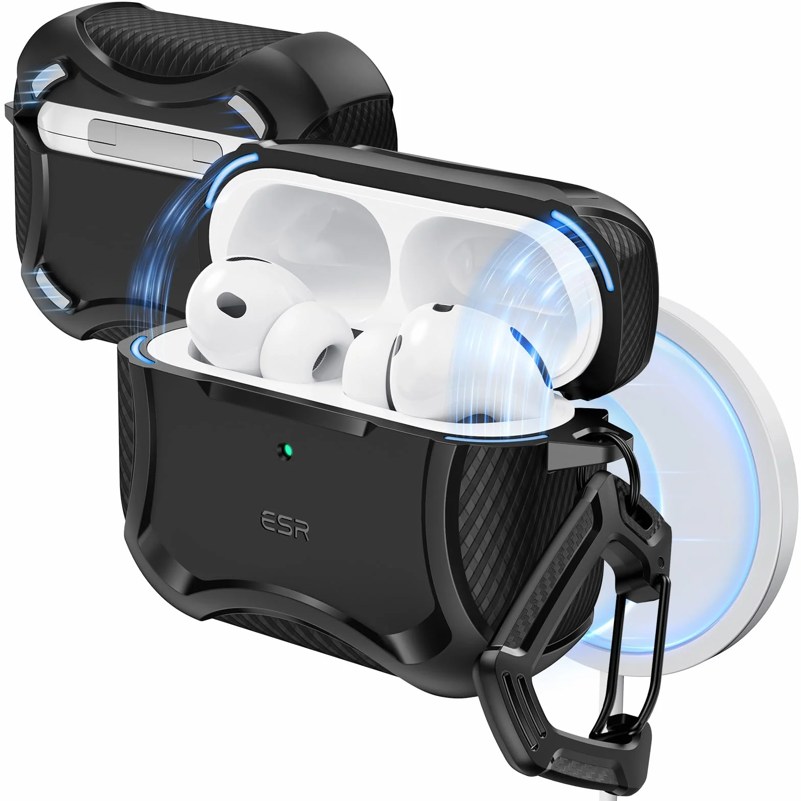 ESR Coque AirPods Pro 3 (2025) Compatible MagSafe Couvercle Magnétique Protection Antichute Série Cyber Noir