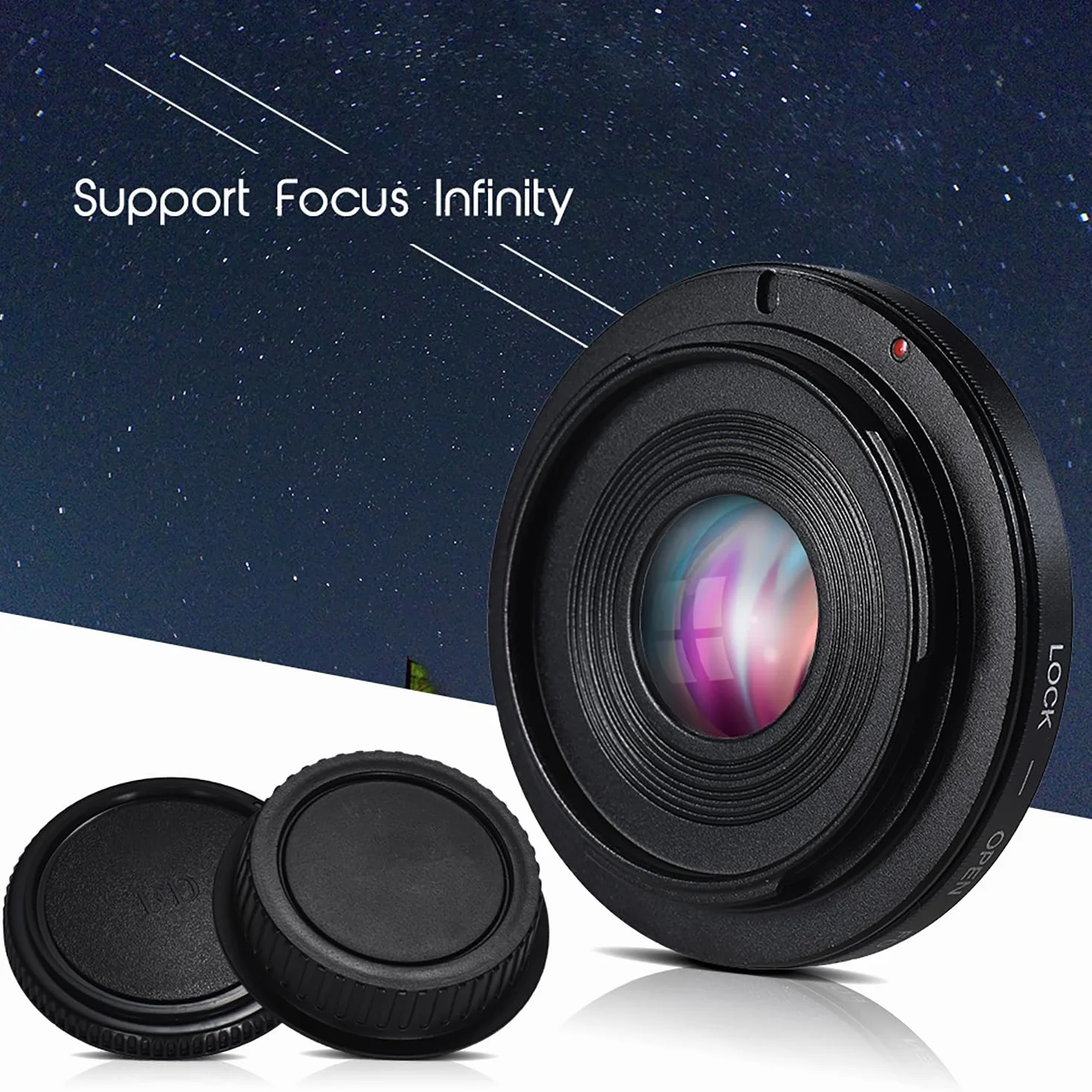 Bague d'adaptation FD-EOS pour monture d'objectif avec mise au point en verre optique Infinity pour appareil photo FD vers EOS EF - Contrôle manuel de l'exposition - Alliage de cuivre et d'aluminium