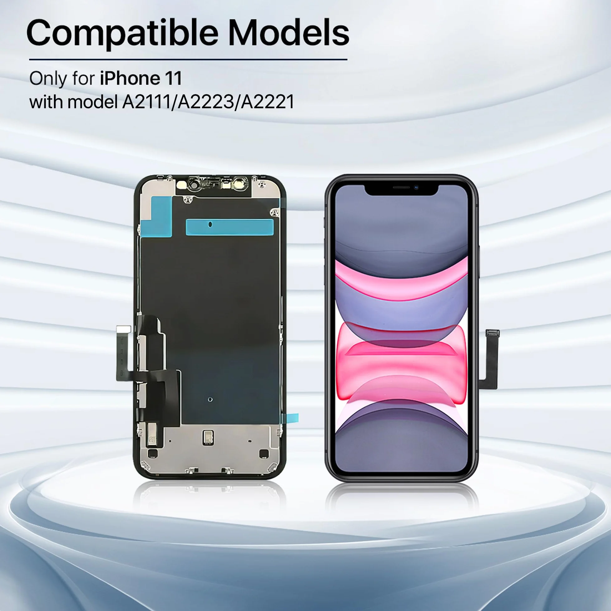 Écran pour iPhone 11 Noir 6.1 Pouces - Écran Tactile Digitizer Assembly avec Kit de Réparation Complet et Protecteur d'Écran