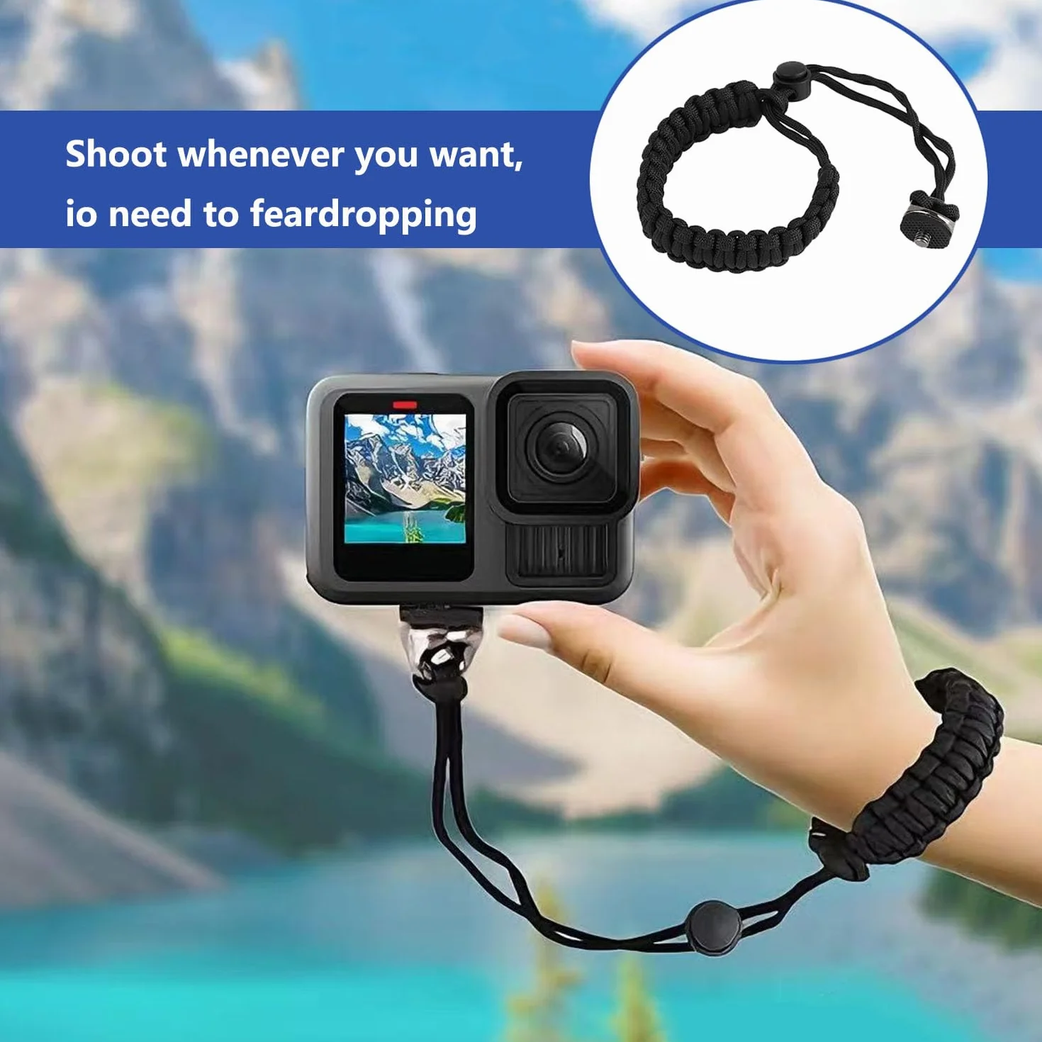 Sangle de Poignet pour Appareil Photo avec vis à Anneau en D de 1/4 Pouce, Sangle de Poignet Réglable pour Appareil Photo pour DJI Osmo Pocket 3 Poignée, Insta 360 X5/X4/X3, Osmo Mobile 7P/7/6/Se