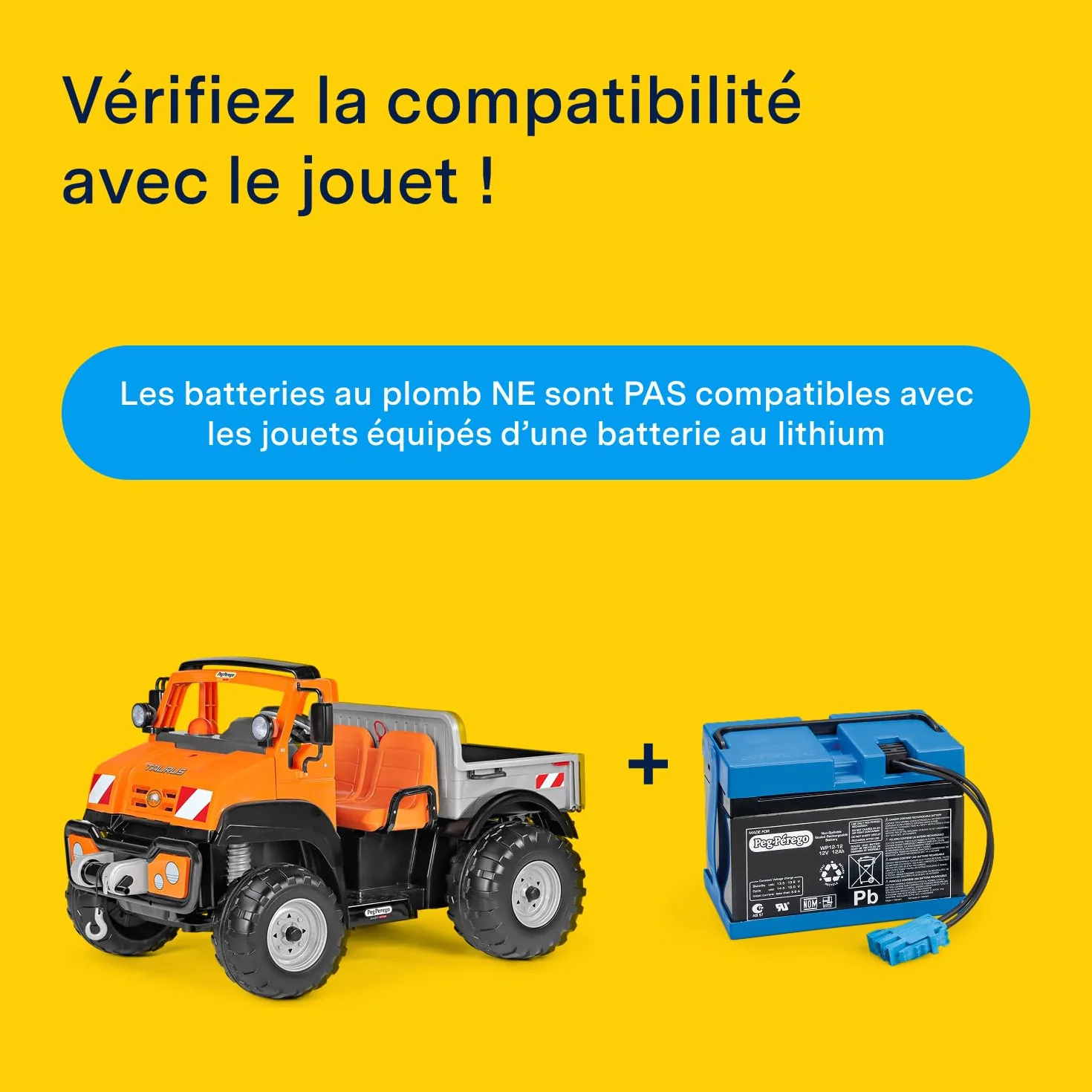 PEG Perego Batterie 12V 12Ah Pièce de Rechange Rechargeable pour Véhicules Électriques
