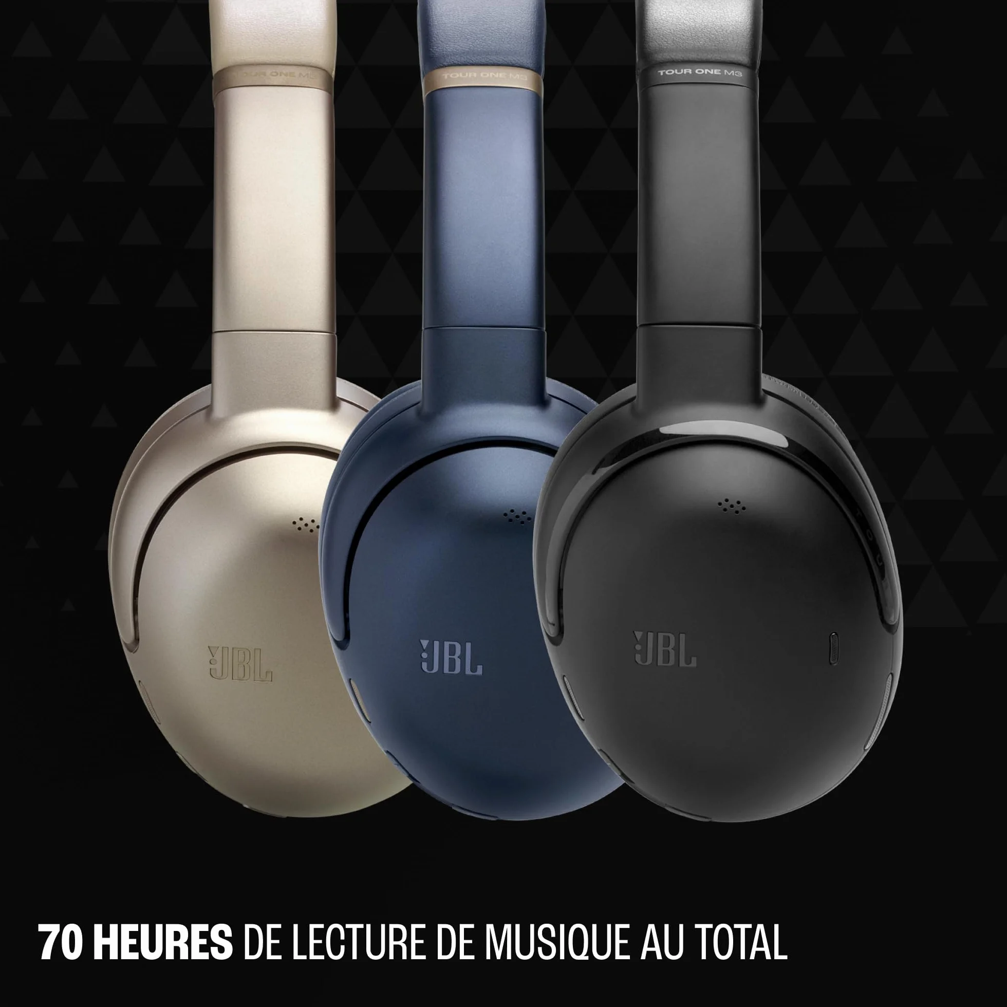 JBL Tour One M3, Casque Bluetooth sans Fil Supra-auriculaire, réduction adaptative du Bruit, 70 h d’autonomie, Confort Optimal, Son JBL Spatial 360, Suivi des mouvements, Compatible USB-C, Noir