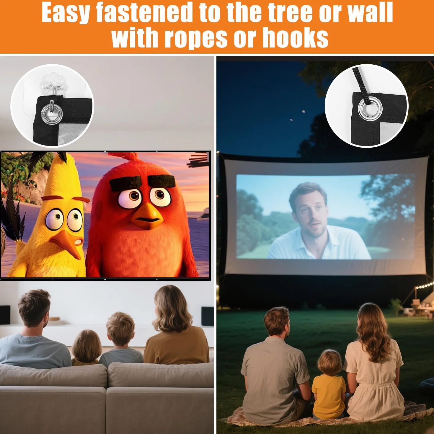 Écran de Projecteur 120 Pouces Pliable Anti-Plis Double Face pour Vidéoprojecteurs Cinéma Maison