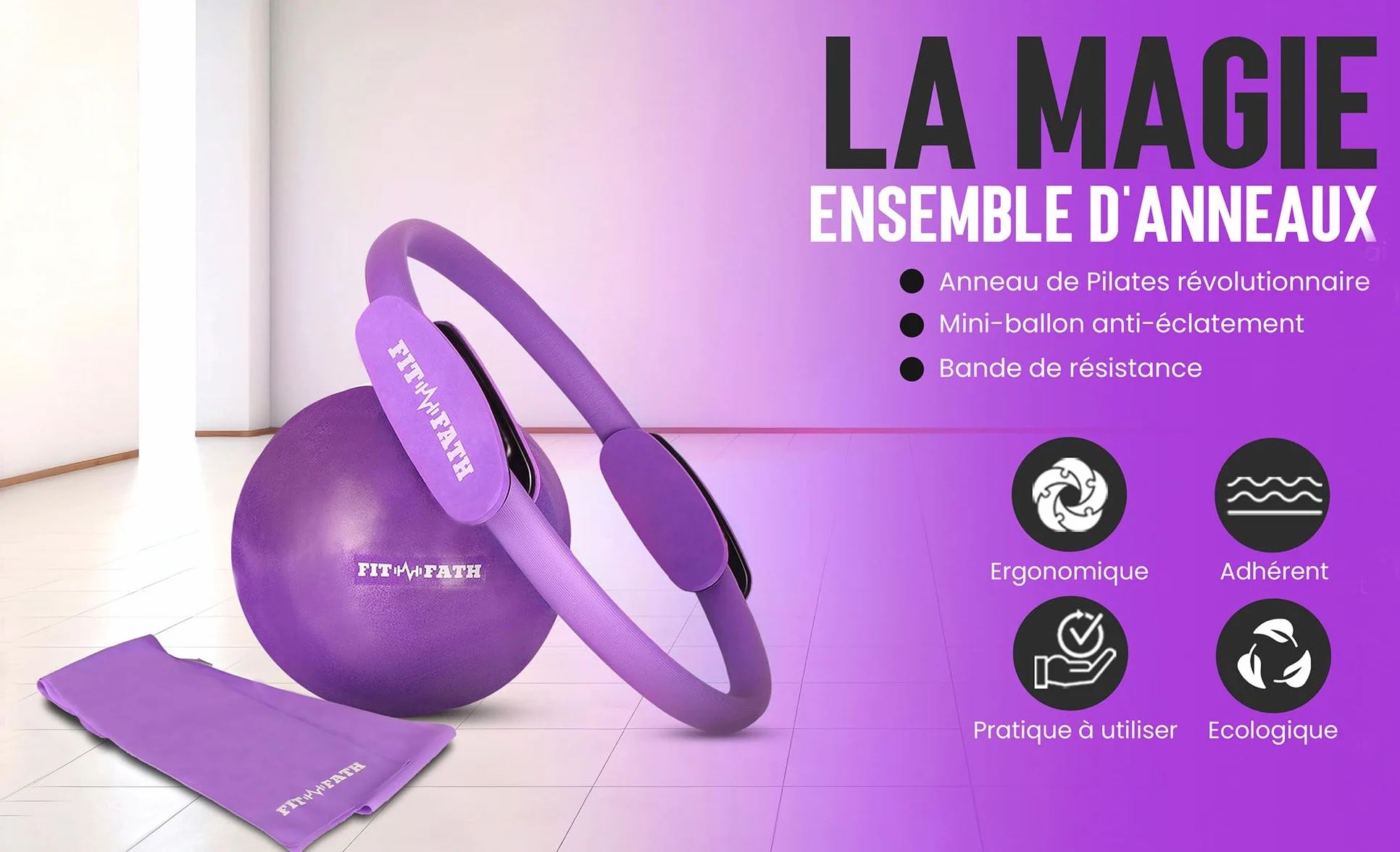 Anneau Pilates Cercle Accessoire Yoga Bande Résistance Fitness Sport Musculation Santé