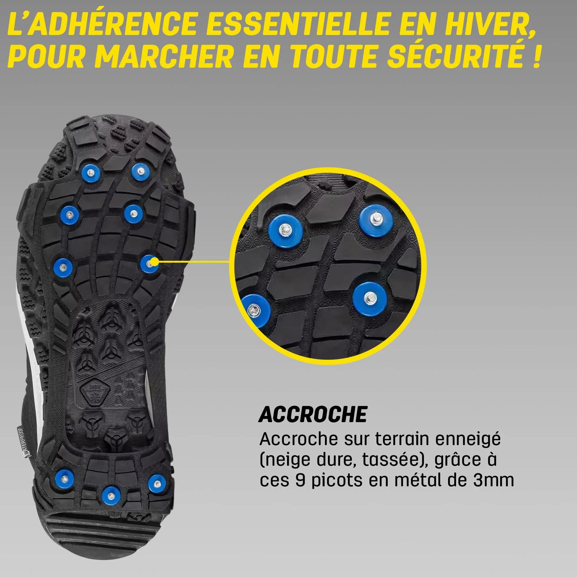 Sidas Crampons à Neige 9 Pointes en Métal Antidérapants pour Glace et Neige Dure