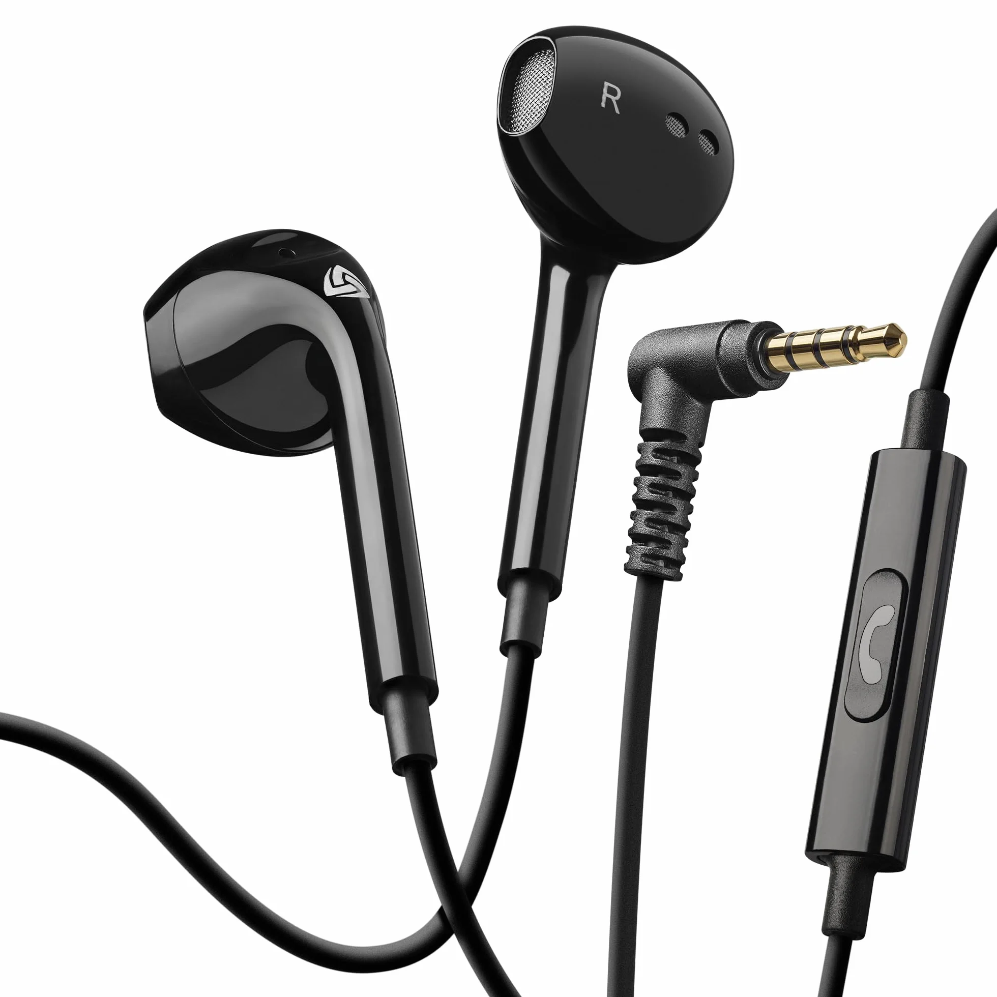 LUDOS Zenith Écouteurs, Garantie 2 Ans, Écouteur Intra-Auriculaires Filaires, Casque avec Microphone, Compatible avec Tablettes et Ordinateurs Portables Samsung, Huawei, iPhone, MP3 Players - Noir