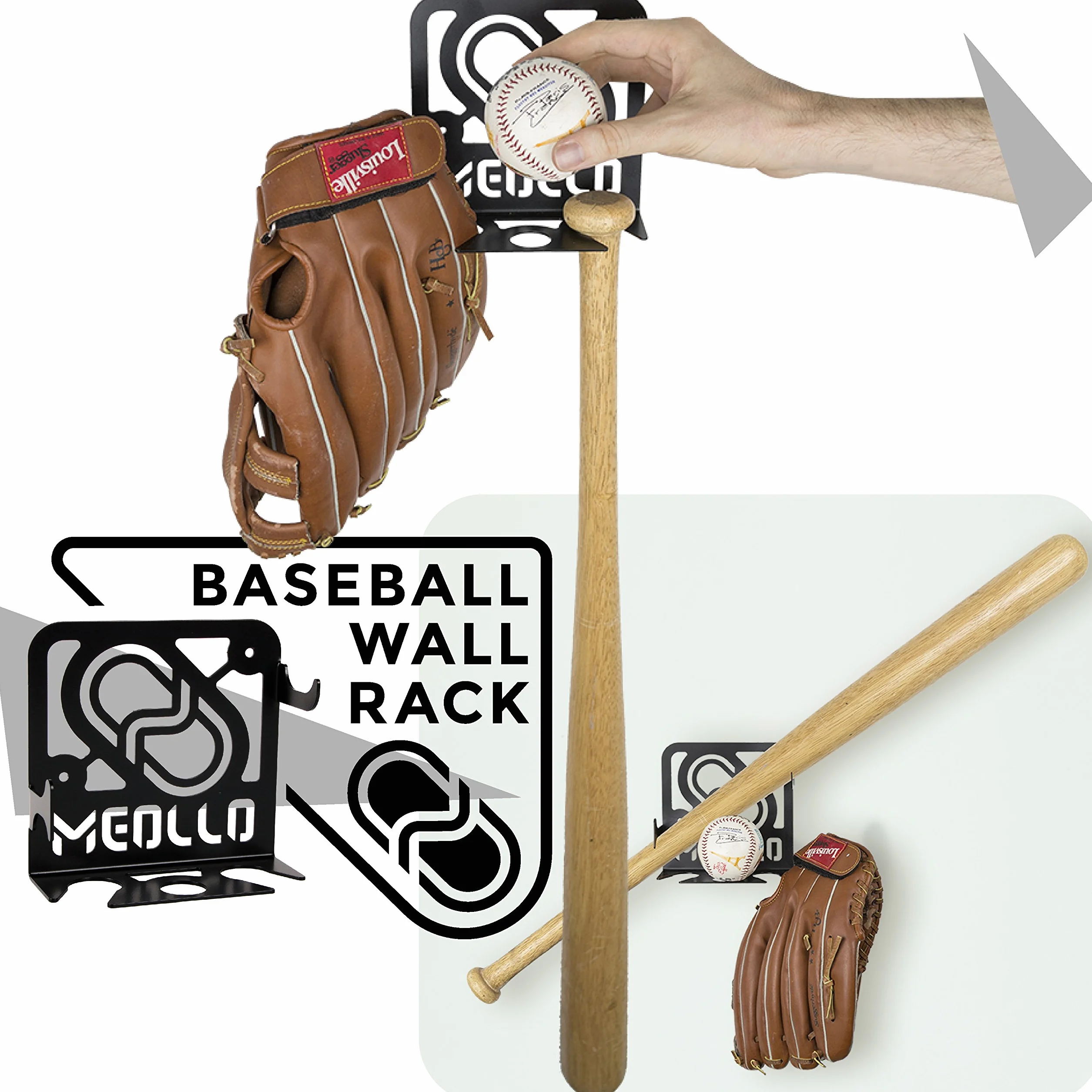 Support Mural Rangement Batte de Baseball 100% Acier