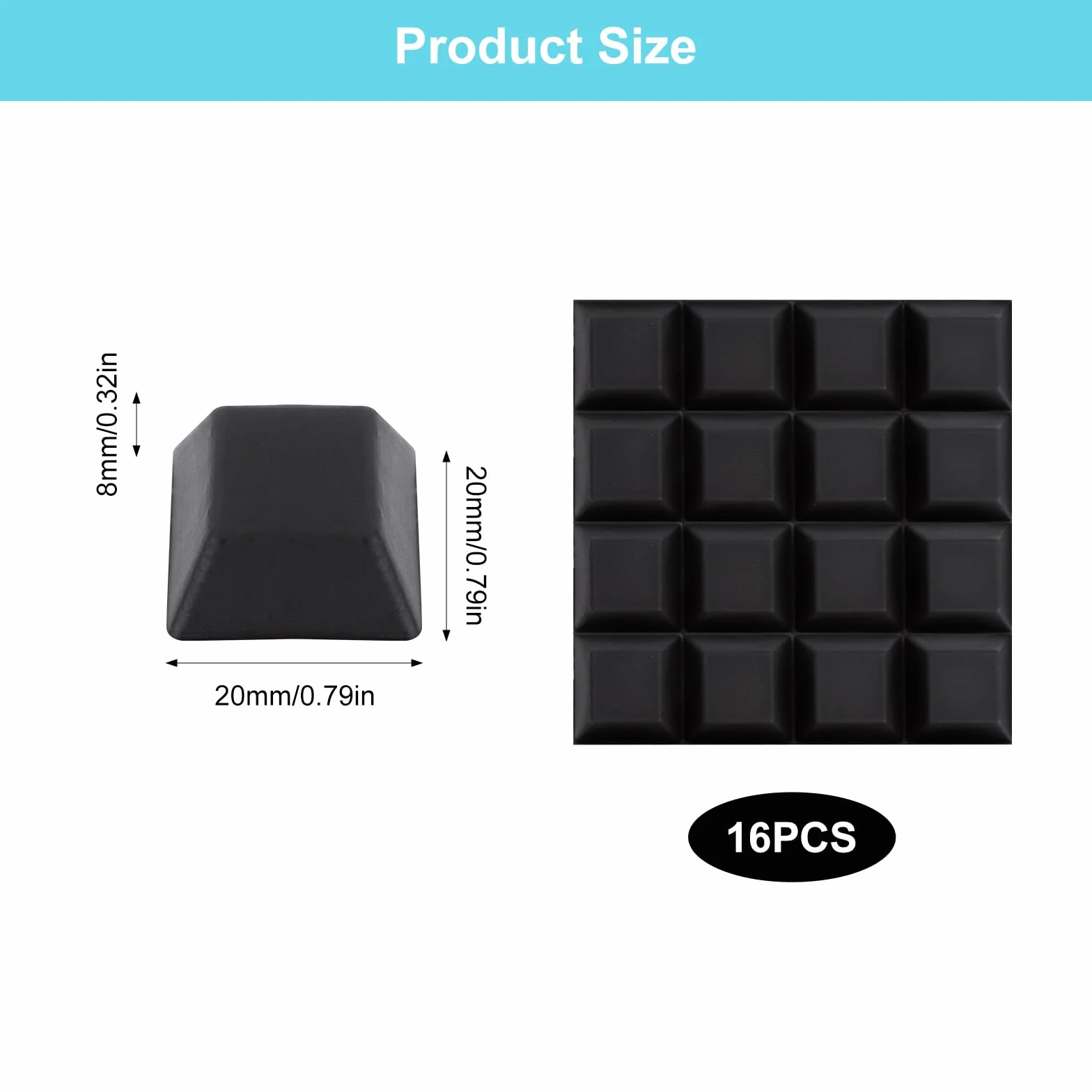 16PCS Patin Caoutchouc Silicone Noir Autocollant, Pieds Tampon en Caoutchouc Antidérapant et Silencieux, Coussinets Pare-Chocs Auto-Adhésifs pour Meubles Électronique Maison Bureau Atelier