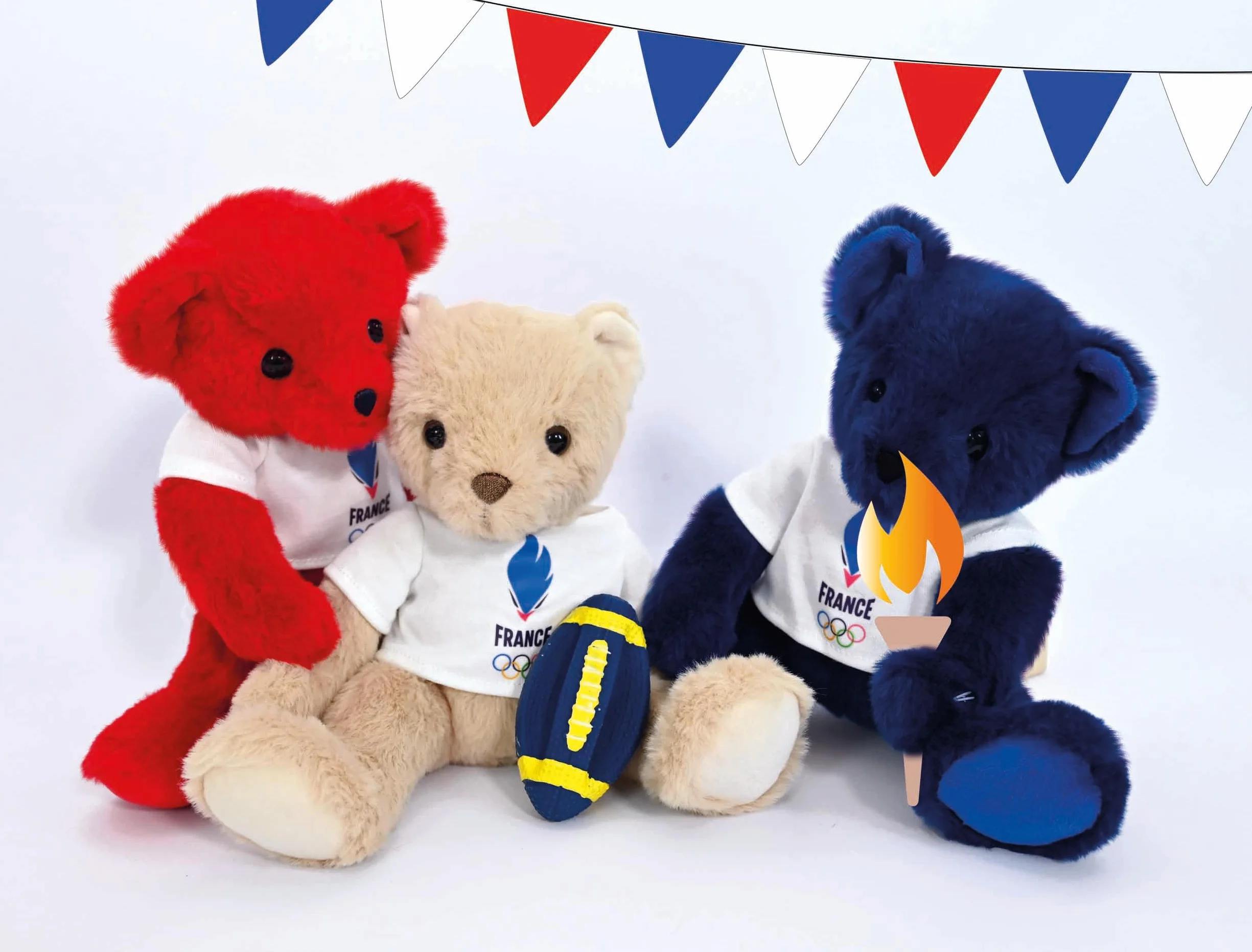 Doudou et Compagnie Ours Officiels Jeux Olympiques Paris 2024 Equipe France Rouge 30 cm