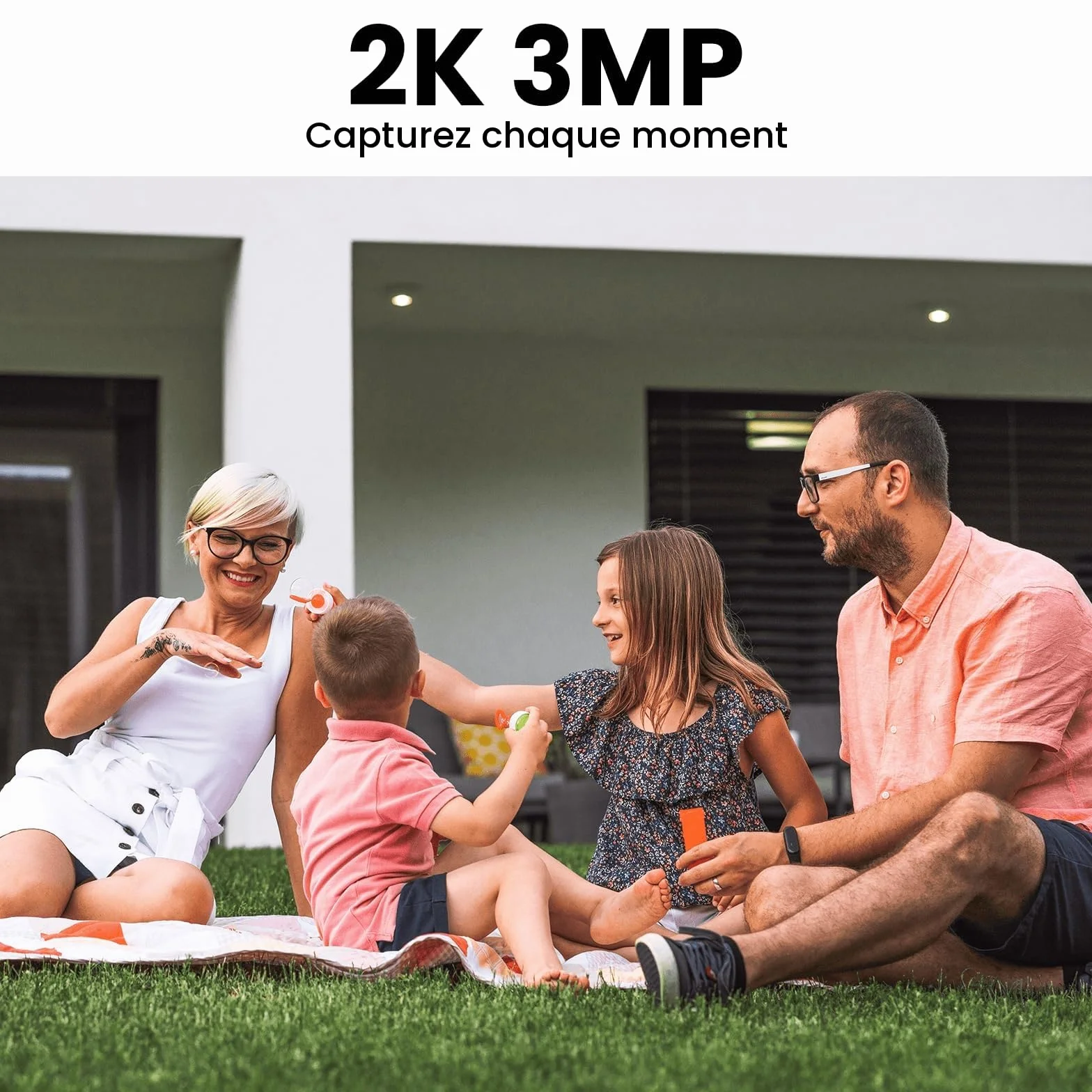 AOQEE Camera Surveillance WiFi Exterieure sans Fil 2K, Batterie Panneau Solaire intégré, IP65, Détection Humaine AI, Vision Nocturne Couleur