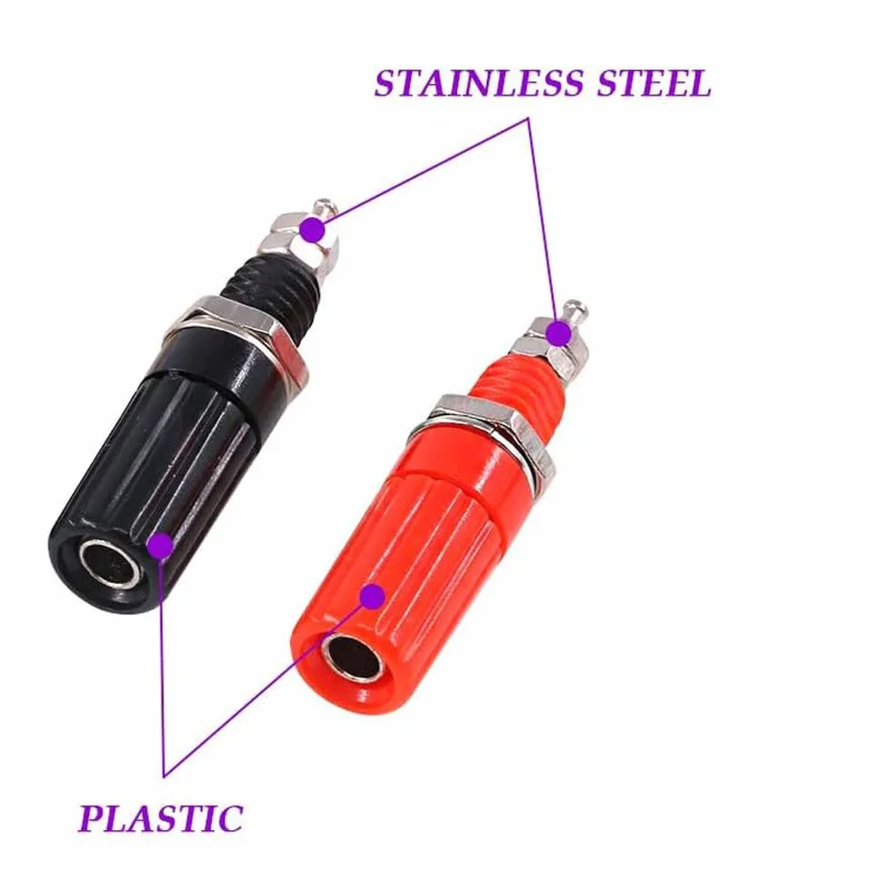 RUNCCI-YUN Lot de 10 4mm Fiche Banane Douille, Fiche Banane Femelle, 4mm fiche enceinte, Haut-Parleur Reliure Femelle Post Socket Jack pour 4mm Banana Fiche Connecteur（rouge noir）