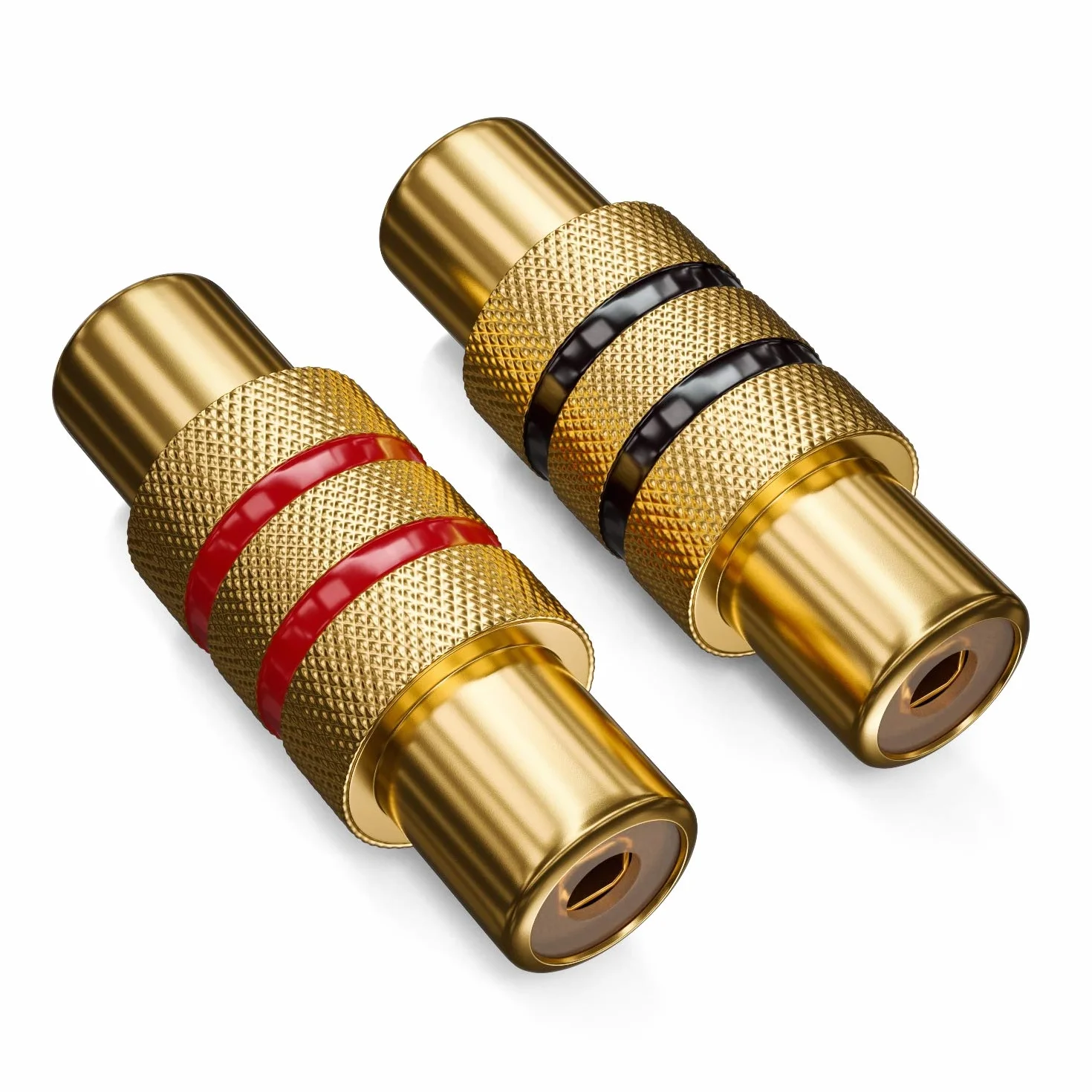 deleyCON Lot de 2 Adaptateurs RCA Cinch Femelle à Femelle Audio Vidéo Noir Rouge