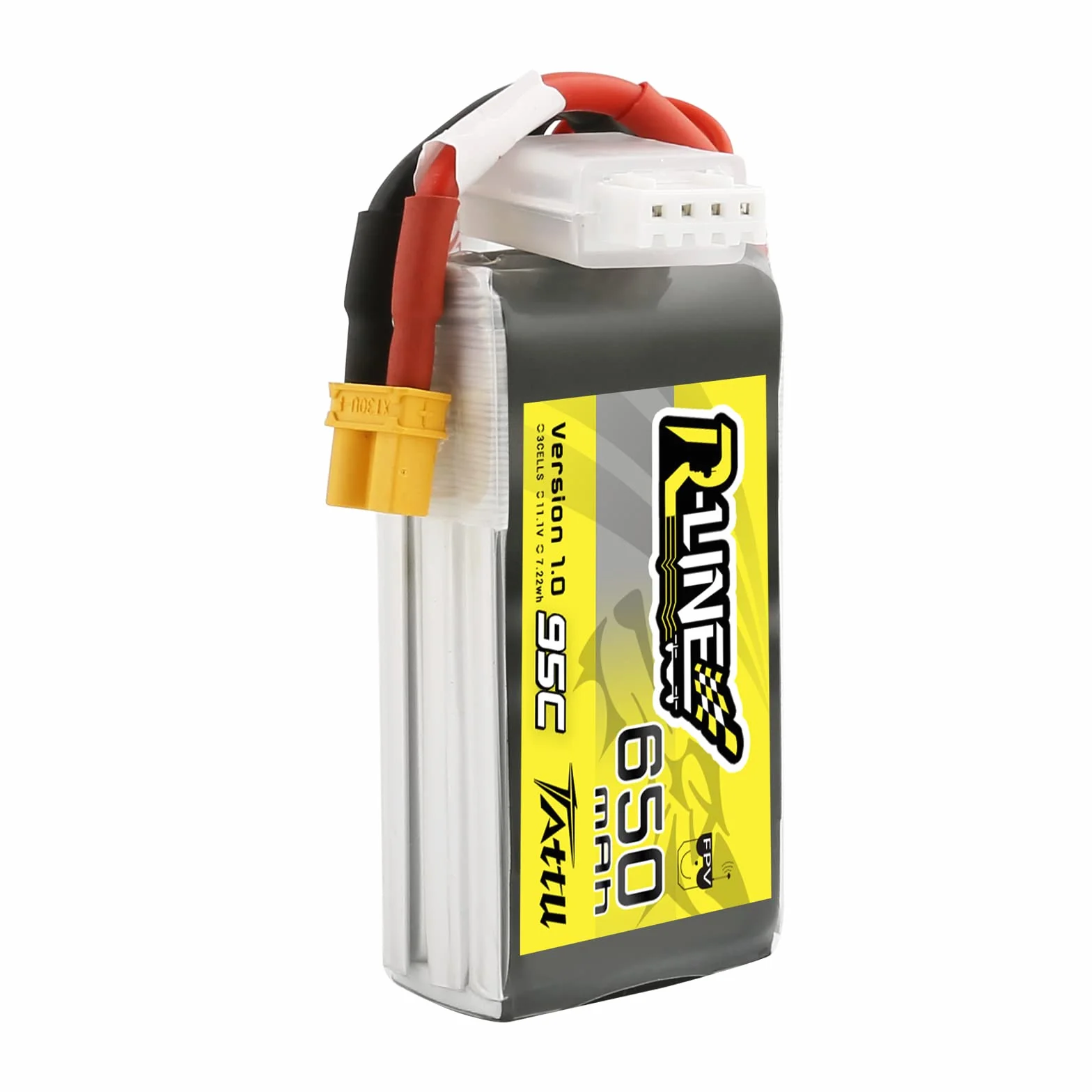 Tattu 3S Lipo Battery 11.1V 650mAh 95C Soft Case R-Line Lipo Battery Pack avec connecteur XT30 pour UAV Drone FPV Racing RC Quadcopter multirotor de Taille 100 à 180