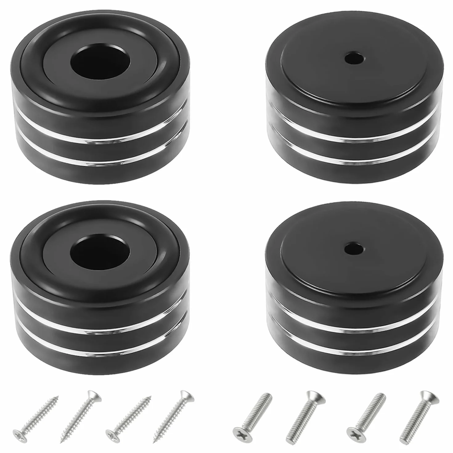 4 Morceaux Haute Fidélité Amortisseurs Supports antidérapants Amortisseurs Base, pour appareils Parleur Caisson de Basses et à Domicile cinéma (40×20mm, Noir)