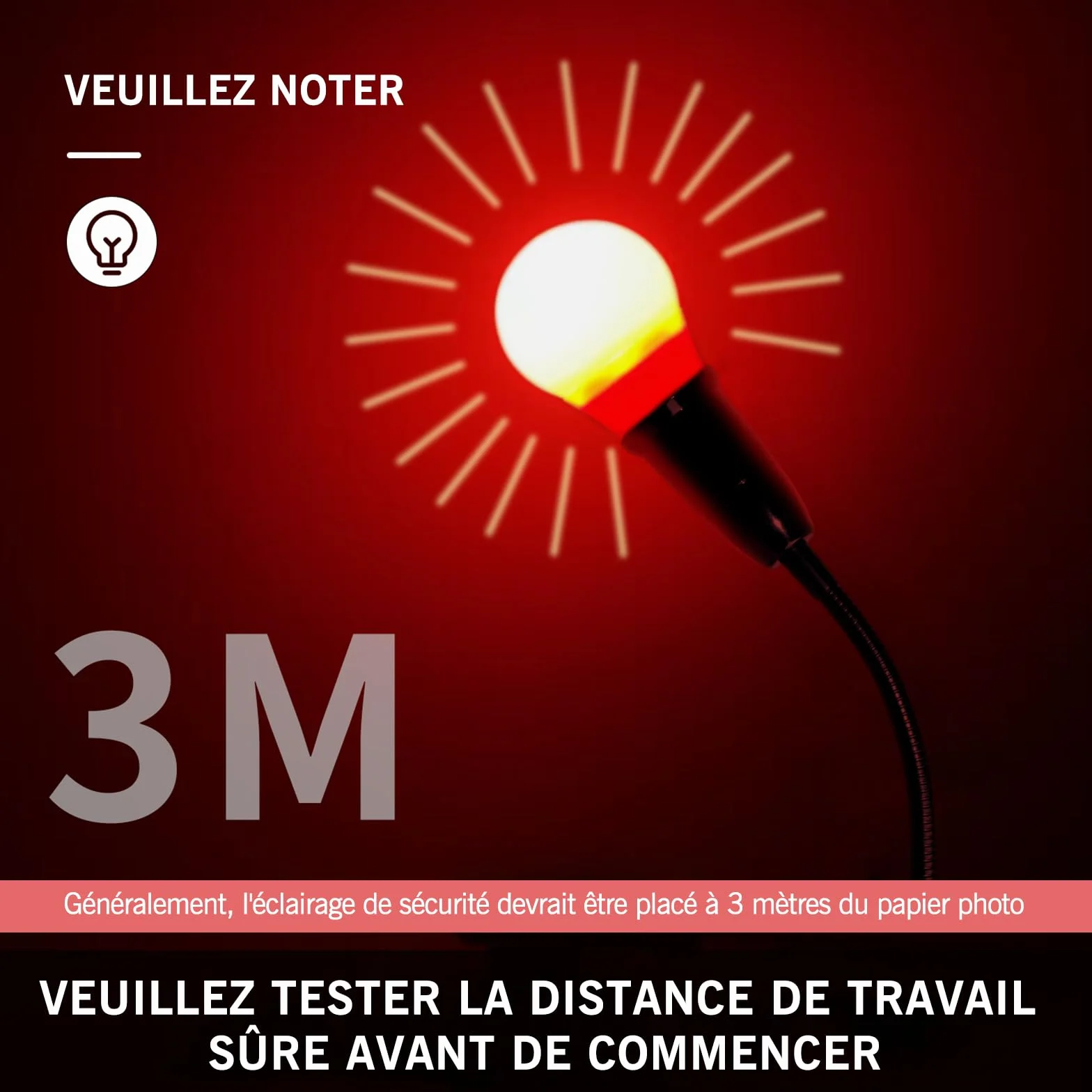 eTone Dunkelkammer SafeLight, Rote LED-Schreibtischlampe mit Clip, 360 Grad einstellbar, geeignet für Die Verarbeitung Von S/W-Film und S/W-Druckpapier (1W)