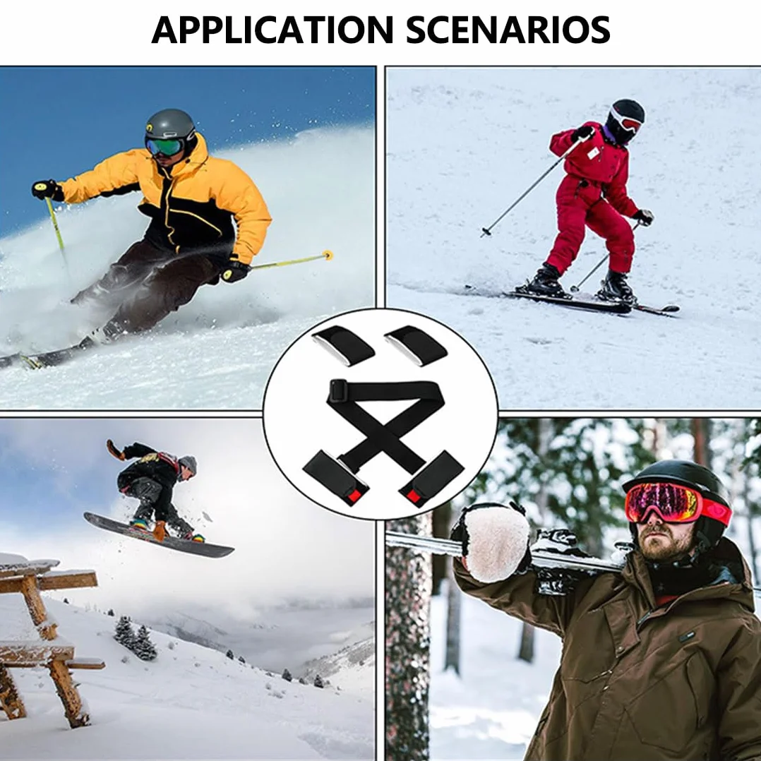 Sangles Porte-Skis Réglable Bandoulière de Ski Attache Ski Scratch Transport Poignets de Skis Rangement à ski