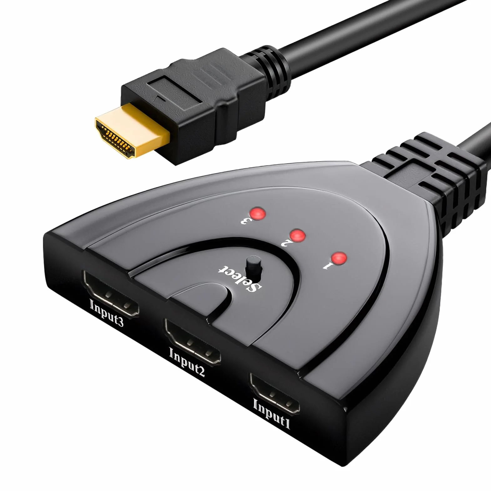 HDMI Switch 3 Ports Commutateur HDMI Sélecteur Splitter 3 Entrée 1 Sorties Répartiteur 4K@30Hz Full HD Pris en Charge Câble Haute Vitesse UHD pour PS5 for X Box Roku Fire TV Stick HDTV One chromecast