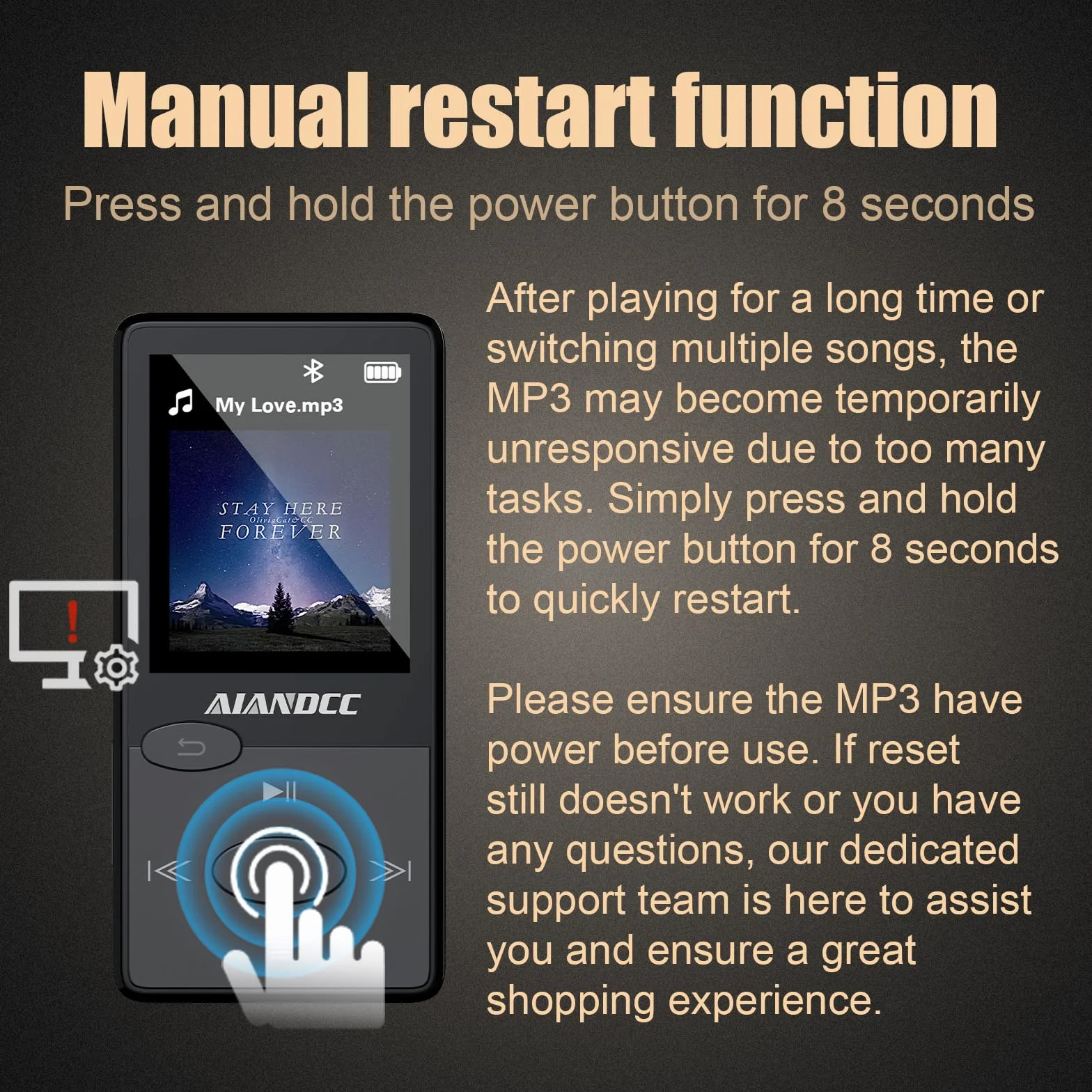 Lecteur MP3 Bluetooth Son HiFi avec Radio FM, Baladeur Bluetooth, Écouteurs Inclus
