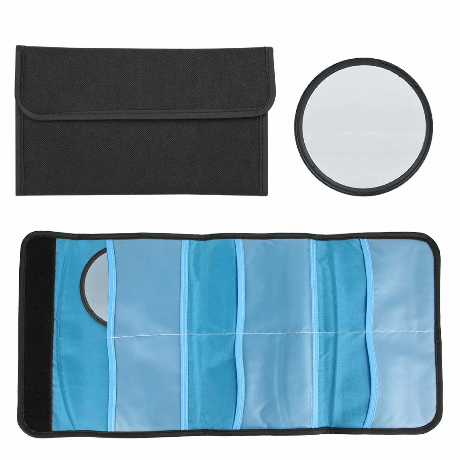 Étui de filtre 6 poches Objectif de caméra Filtres de transport Nylon Sac de rangement antichoc Étui portefeuille Pochette de photographie Filtre Sac de transport adapté pour filtre d'appareil photo O