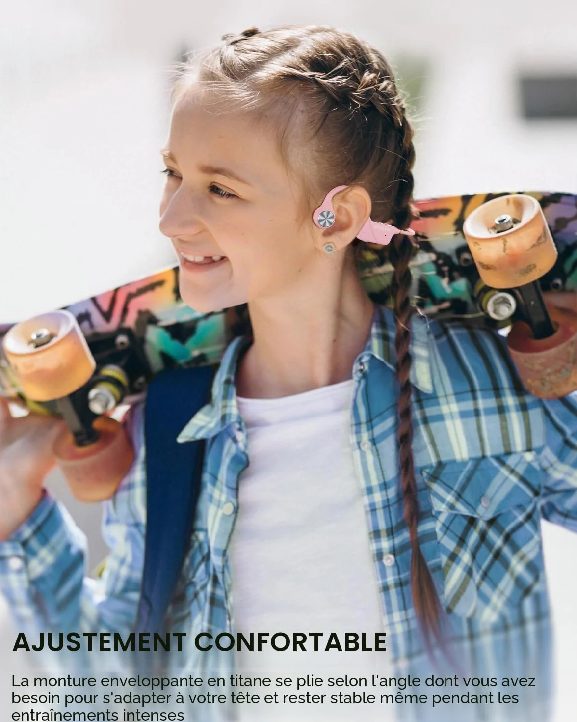 SANOTO Casque Conduction Osseuse Bluetooth 5.3, Open Ear Casque Bluetooth Sans Fil Sport IPX5 Étanche et Anti-poussière Conduction Osseuse Batterie longue durée Running Fitness Cycling Casque Écouteur