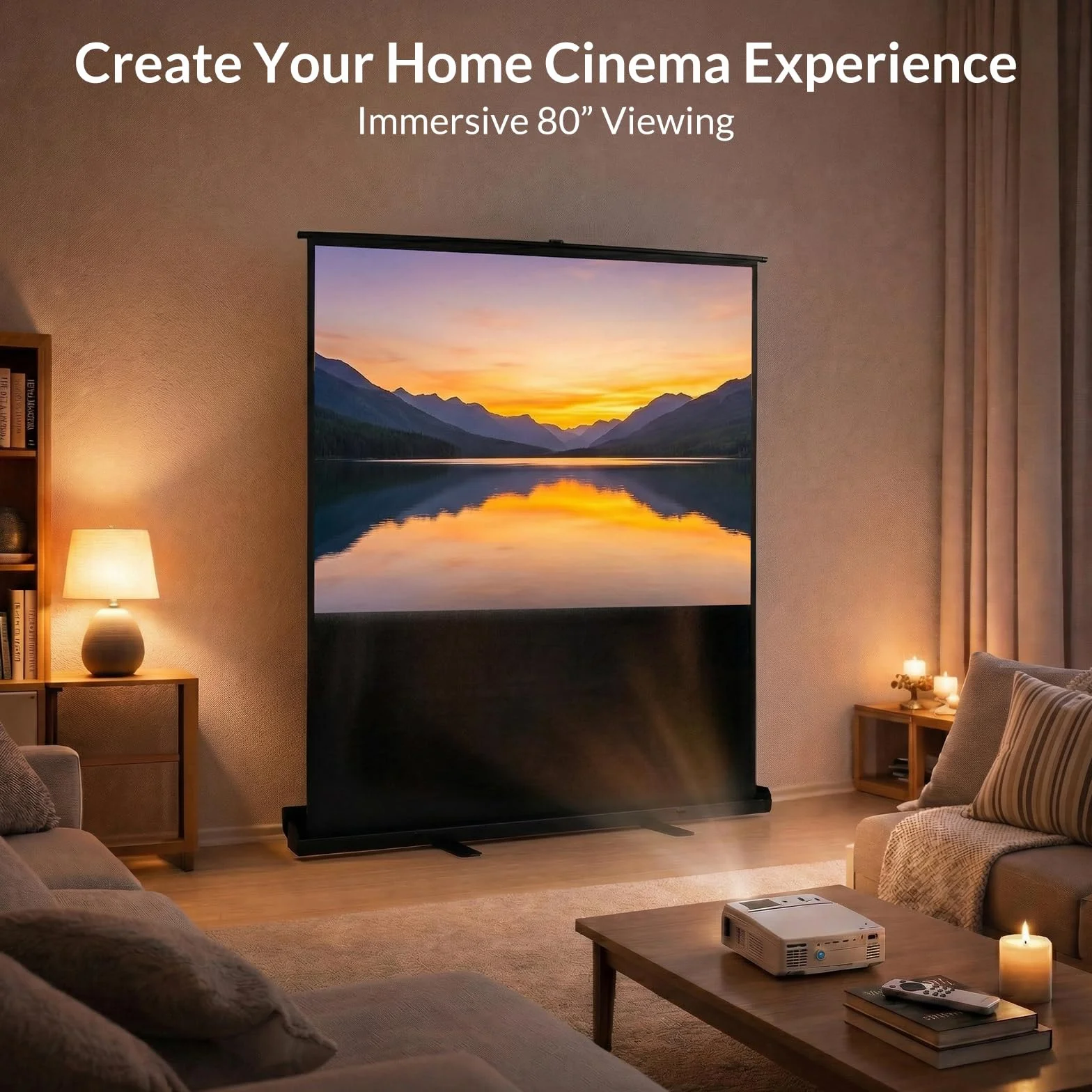 Todeco Ecran de Projection Portable 80 Pouces sur Pied 163 x 123 cm Toile Blanche 4:3