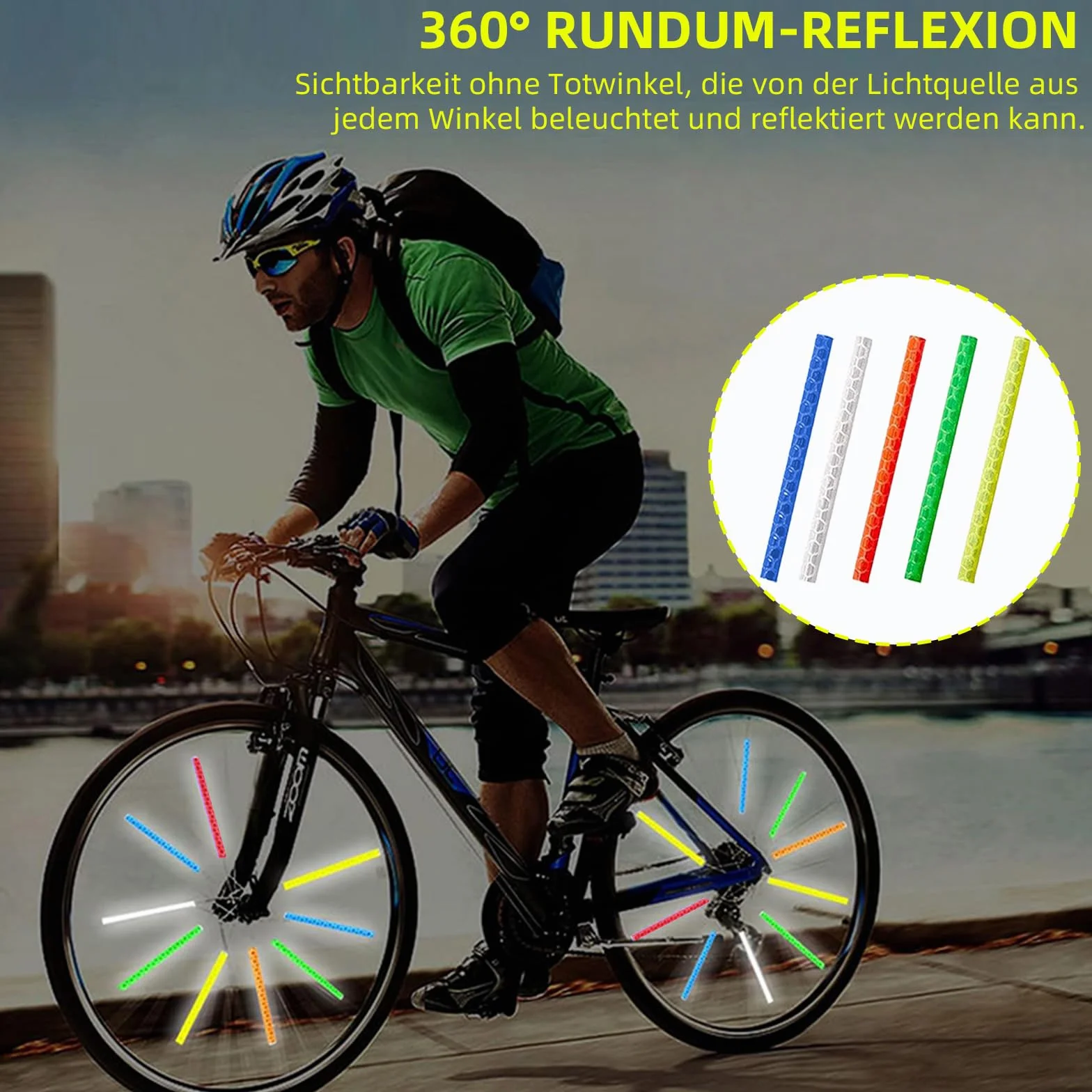 Lot de 72 réflecteurs pour vélo à 360° – Ensemble résistant à l’eau, montage simple