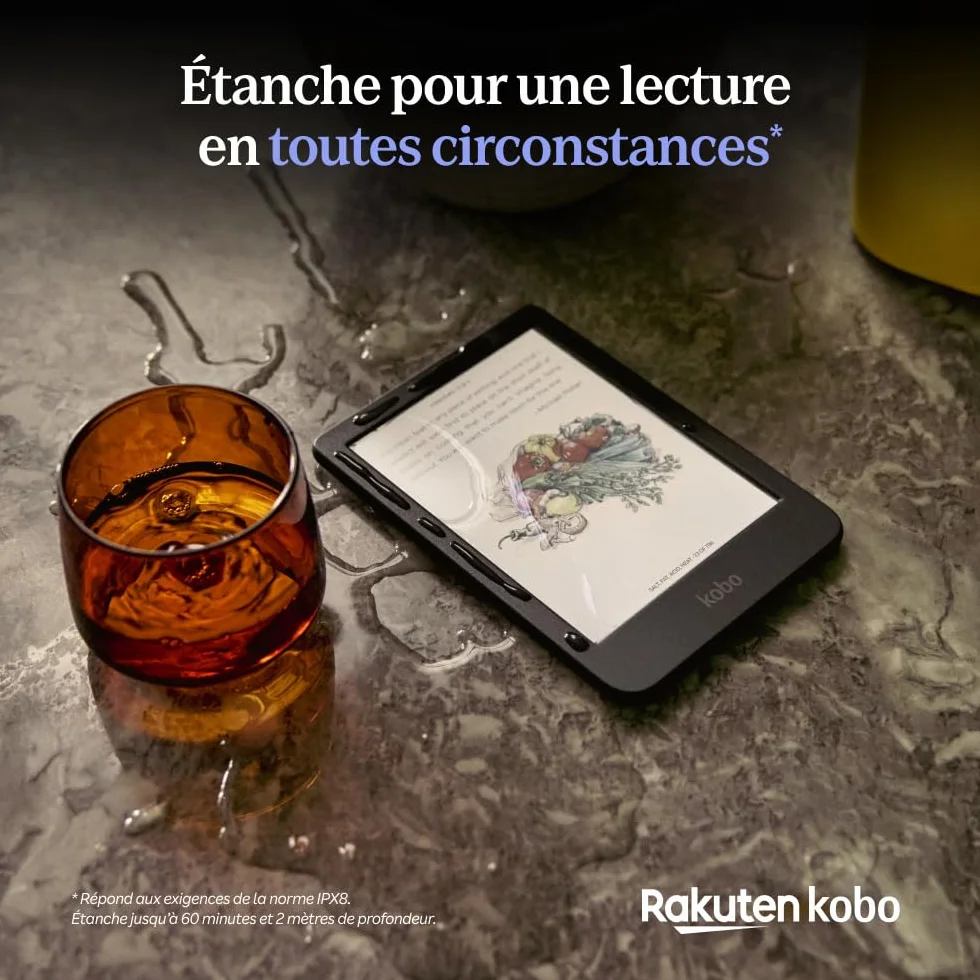 Kobo Clara Colour | Liseuse eBook Couleur | Écran Couleur E Ink Kaleido™ 3 sans Reflets de 6" | Option Mode Sombre | Étanche | Livres Audio | 16 Go de Stockage | Noir