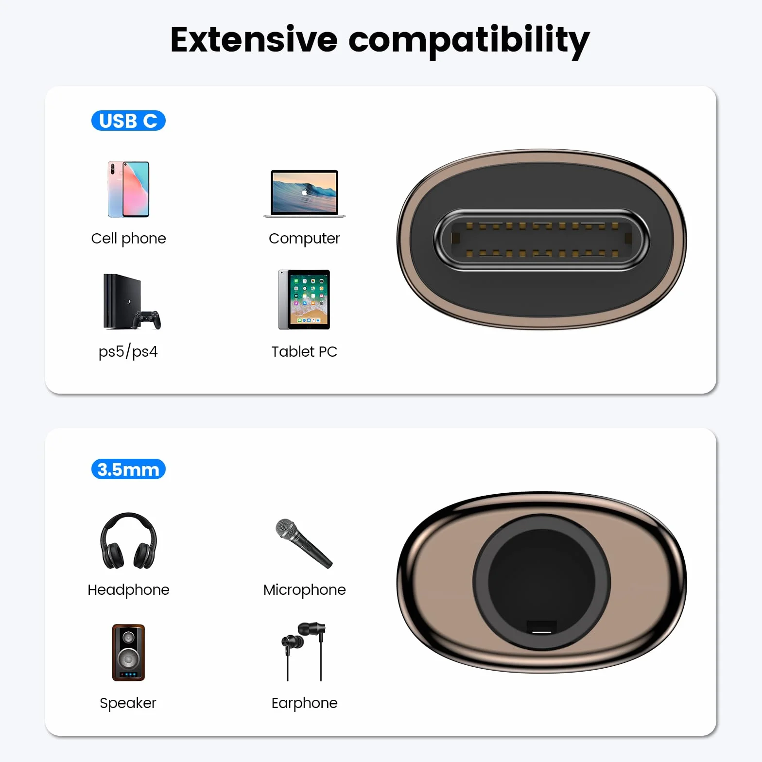 MOSWAG Adaptateur de Prise de Casque USB-C vers 3,5mm avec DAC, Convertisseur Audio Hi-FI et Micro en Alliage de Zinc Haute Résolution, Compatible avec Galaxy, Pixel, Xiaomi, iPhone et iPad