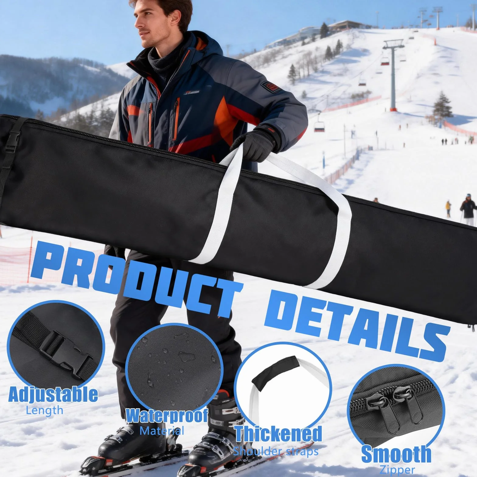 Housse de Ski 180 cm Sac Snowboard Homme Femme