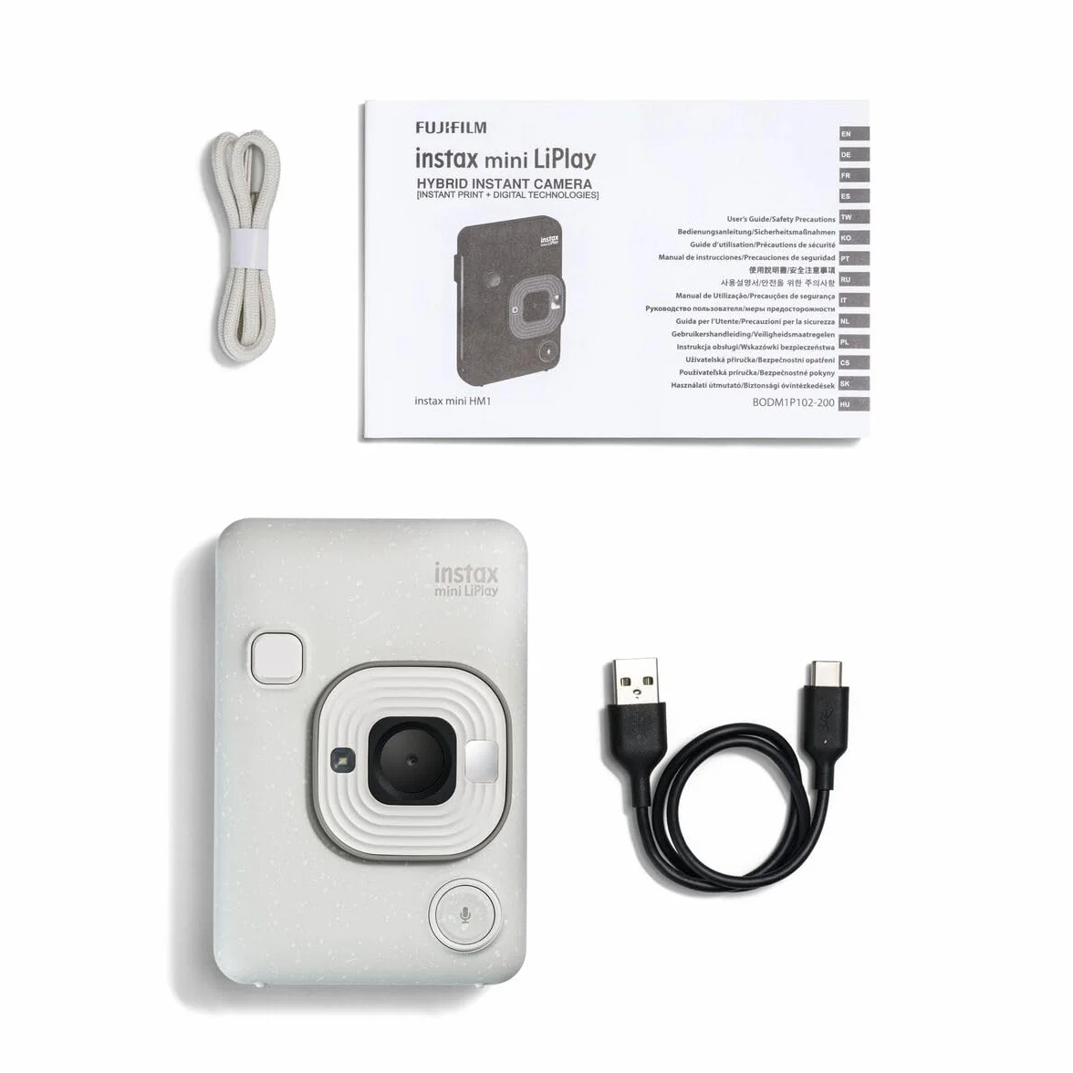 instax Appareil Photo instantané Hybride Mini LiPlay Blanc Vaporeux avec écran LCD arrière de 2,7 Pouces, Emplacement pour Carte Micro SD, Chargement USB Type-c, Film Vendu séparément