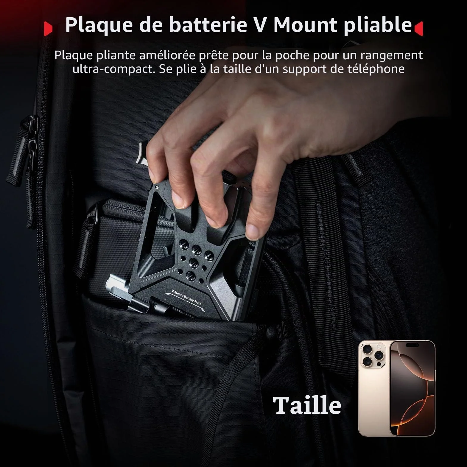 SMALLRIG V Mount Pro Kit de Plaque de Batterie Pliable, avec Plaque QR pour Arca, Support de Protection d'Ecran LCD et Clips de Câble, Support Vidéo Compact Tout-en-Un pour V Mount Batterie - 5315