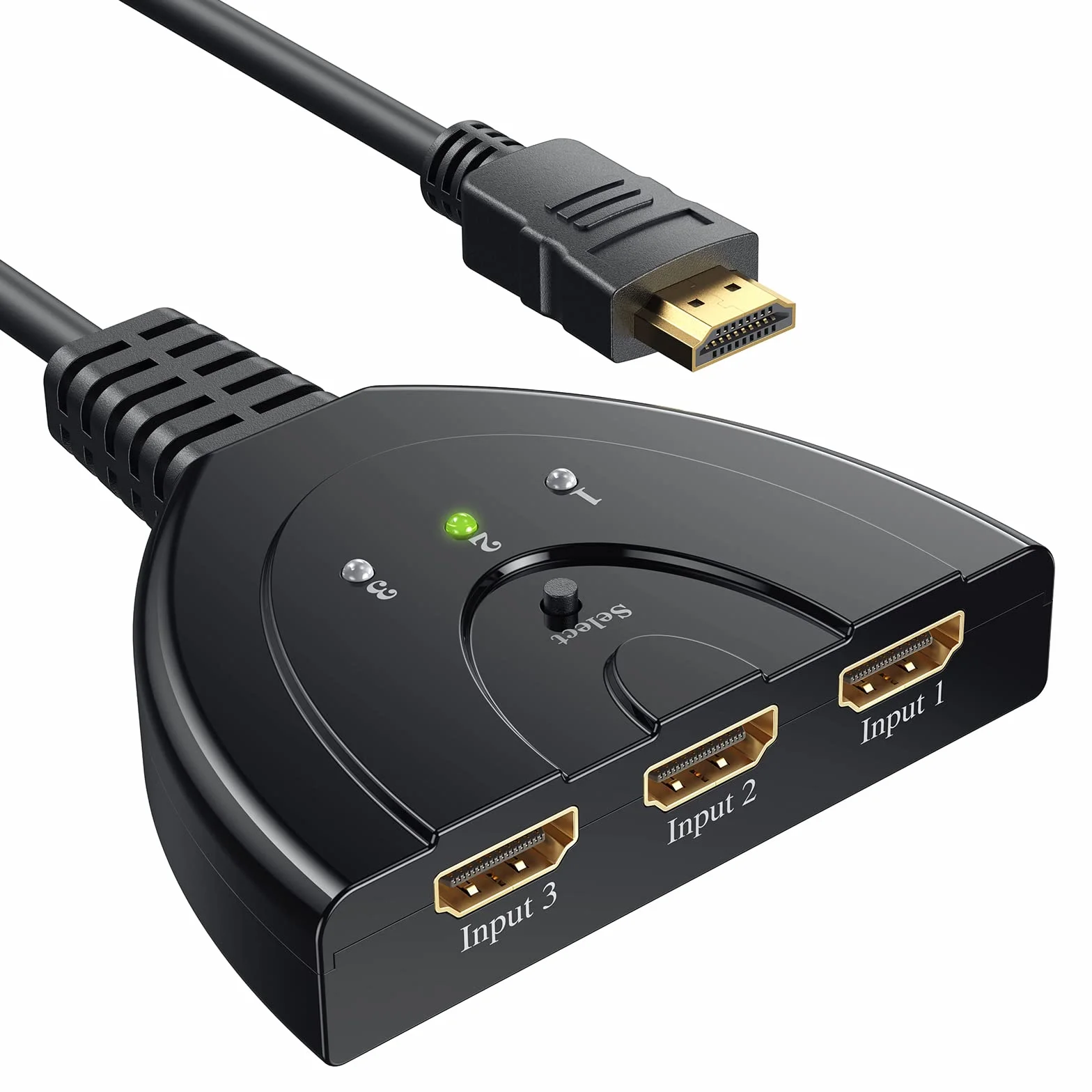 GANA HDMI Switch 3 en 1, 3 Ports Commutateur HDMI Sélecteur Splitter Manuel, Full HD 4K 3D