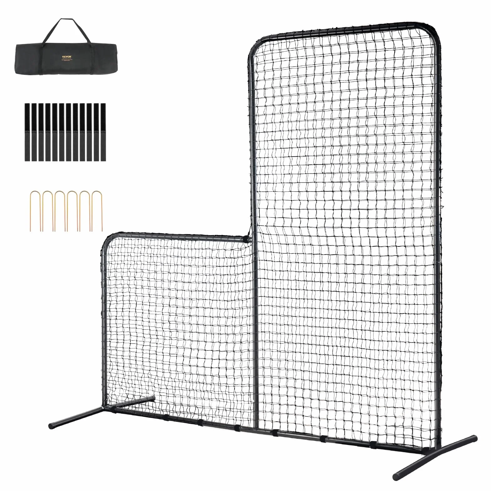 VEVOR Écran Protecteur de Baseball en Forme de L, Filet de Protection Softball 213x213 cm, Portable avec Sac de Transport